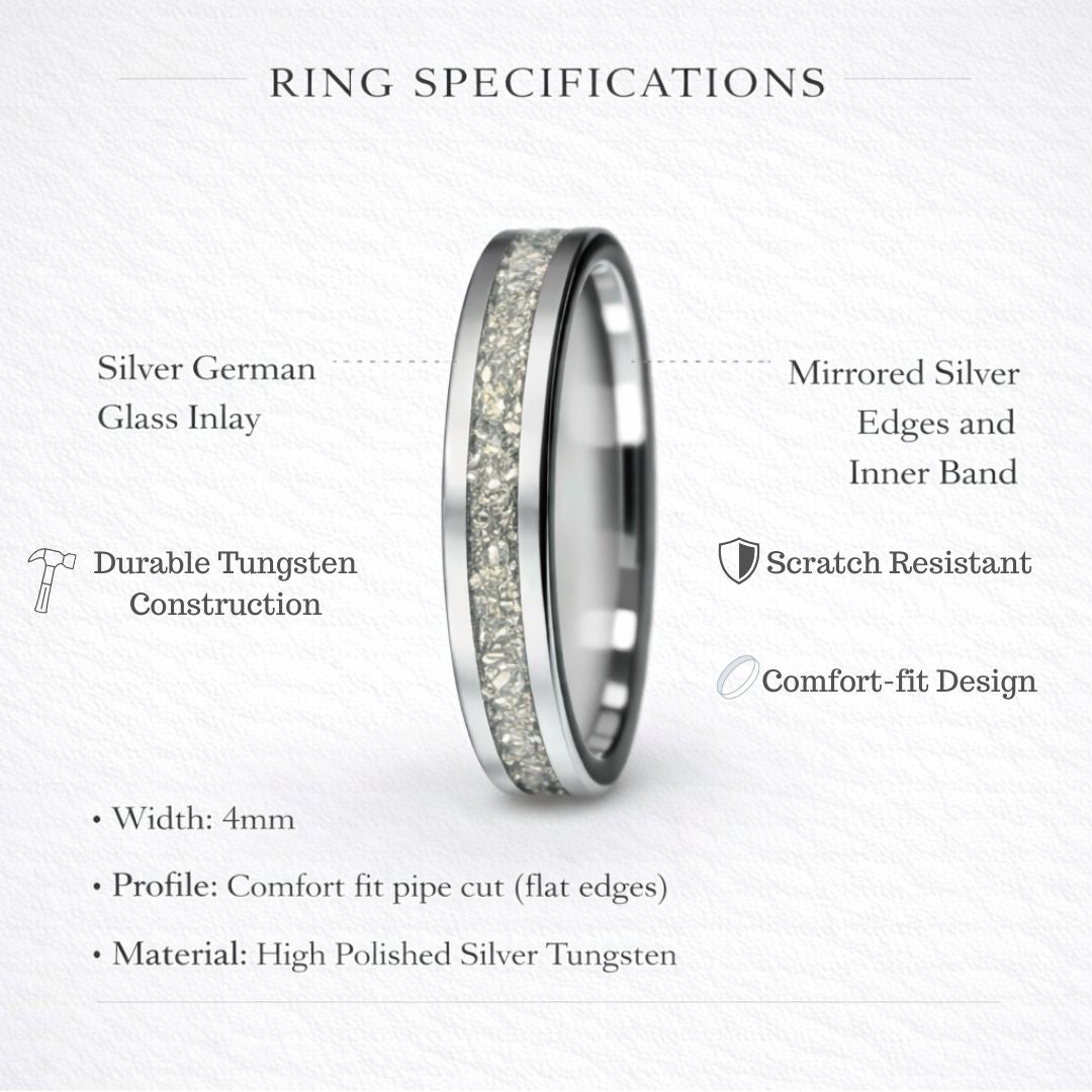 Tungsten Ring German Silver Glass Wedding Band - Tungsten Titans