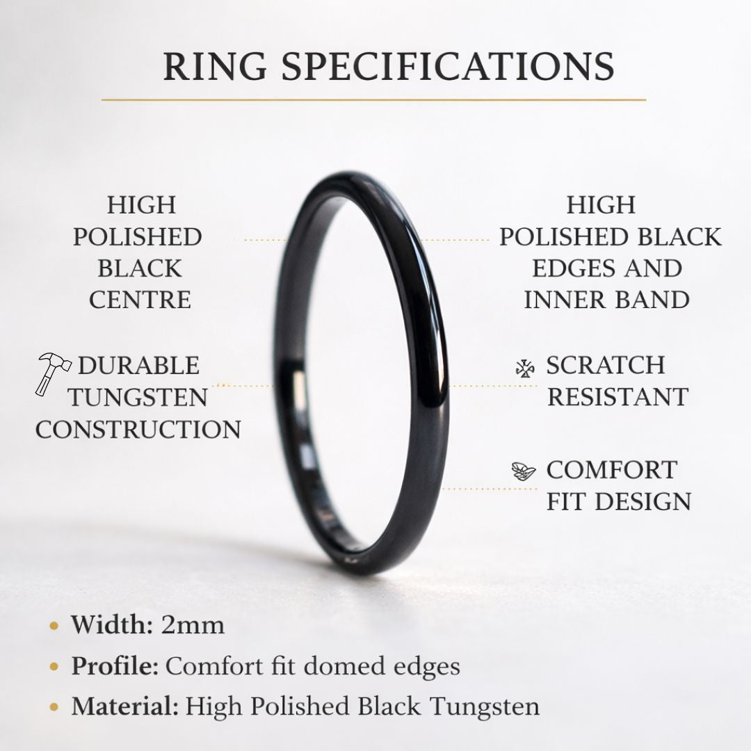 Tungsten 2mm Black Ring - Tungsten Titans