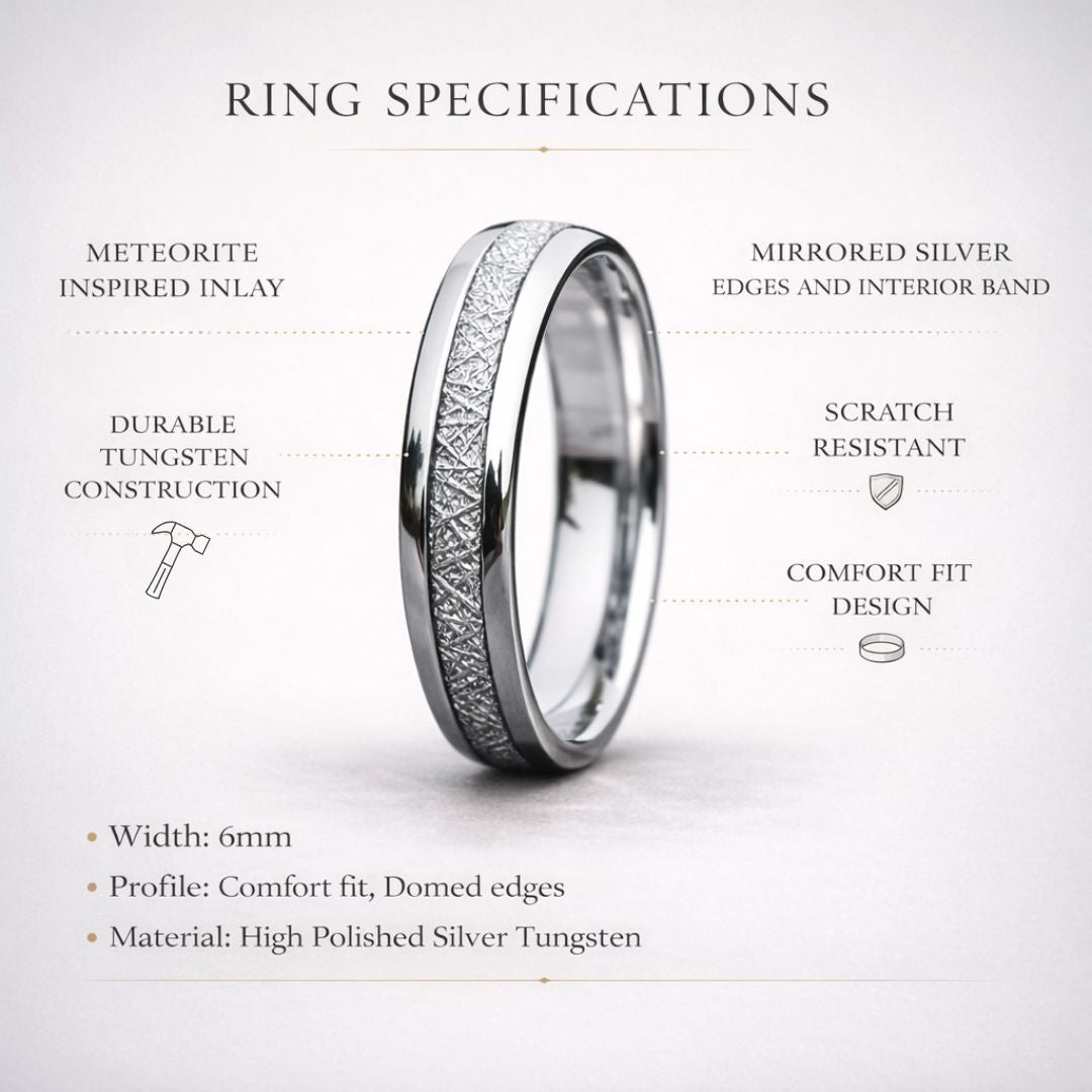 Tungsten 6mm Ring with Meteorite - Tungsten Titans