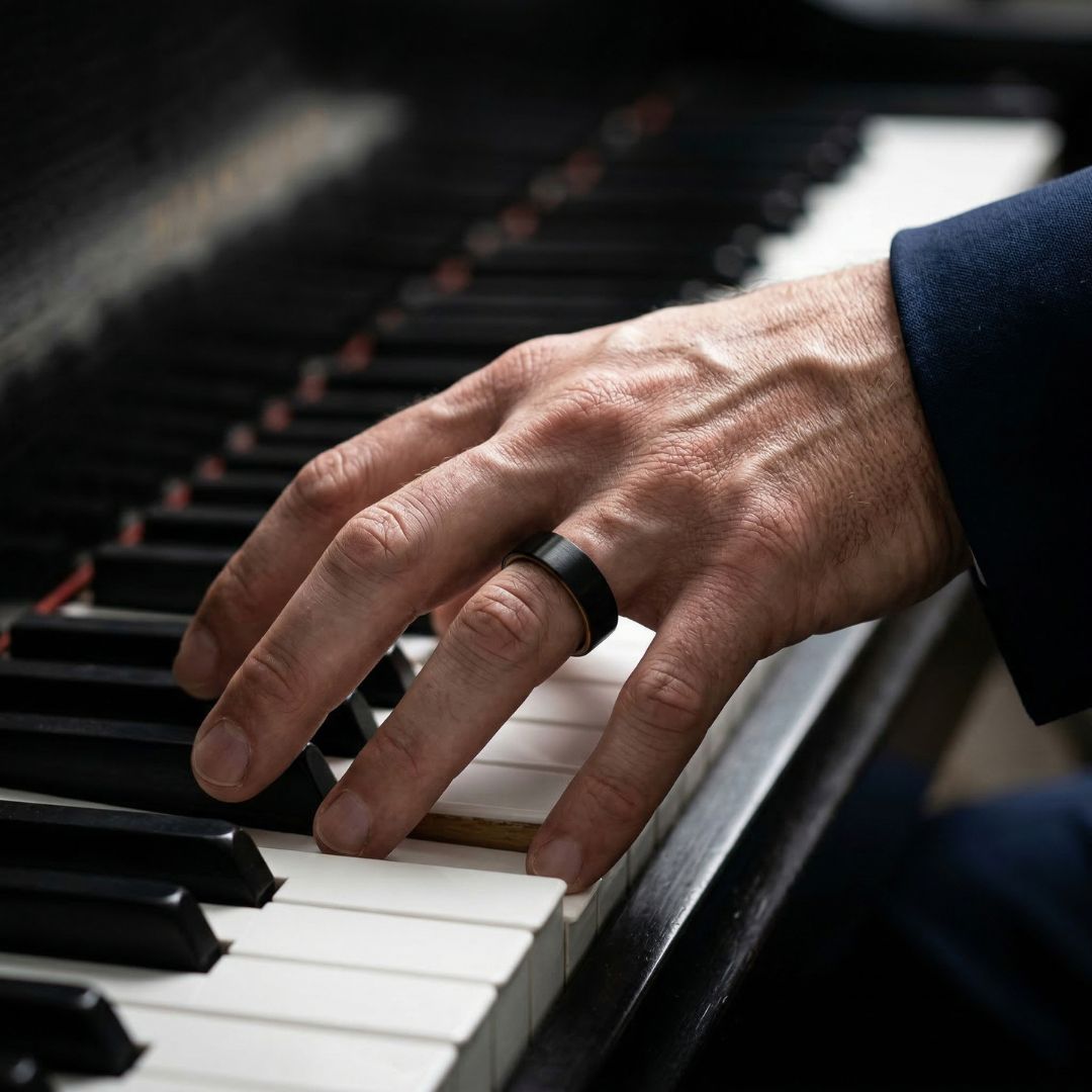 Black 8mm Tungsten with Whiskey Barrel Inner Band - Tungsten Titans