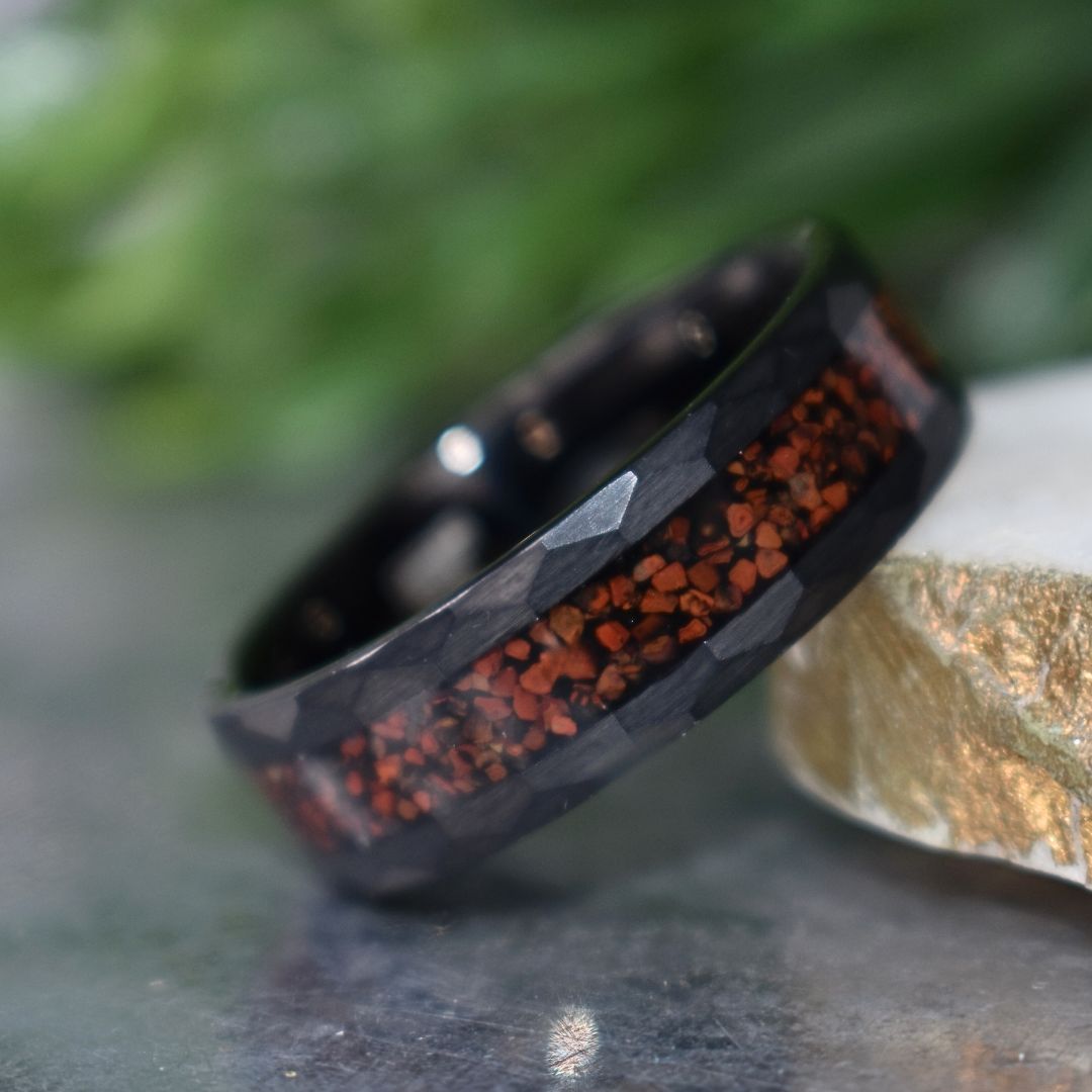 Tungsten Red Dinosaur Bone Ring - Tungsten Titans