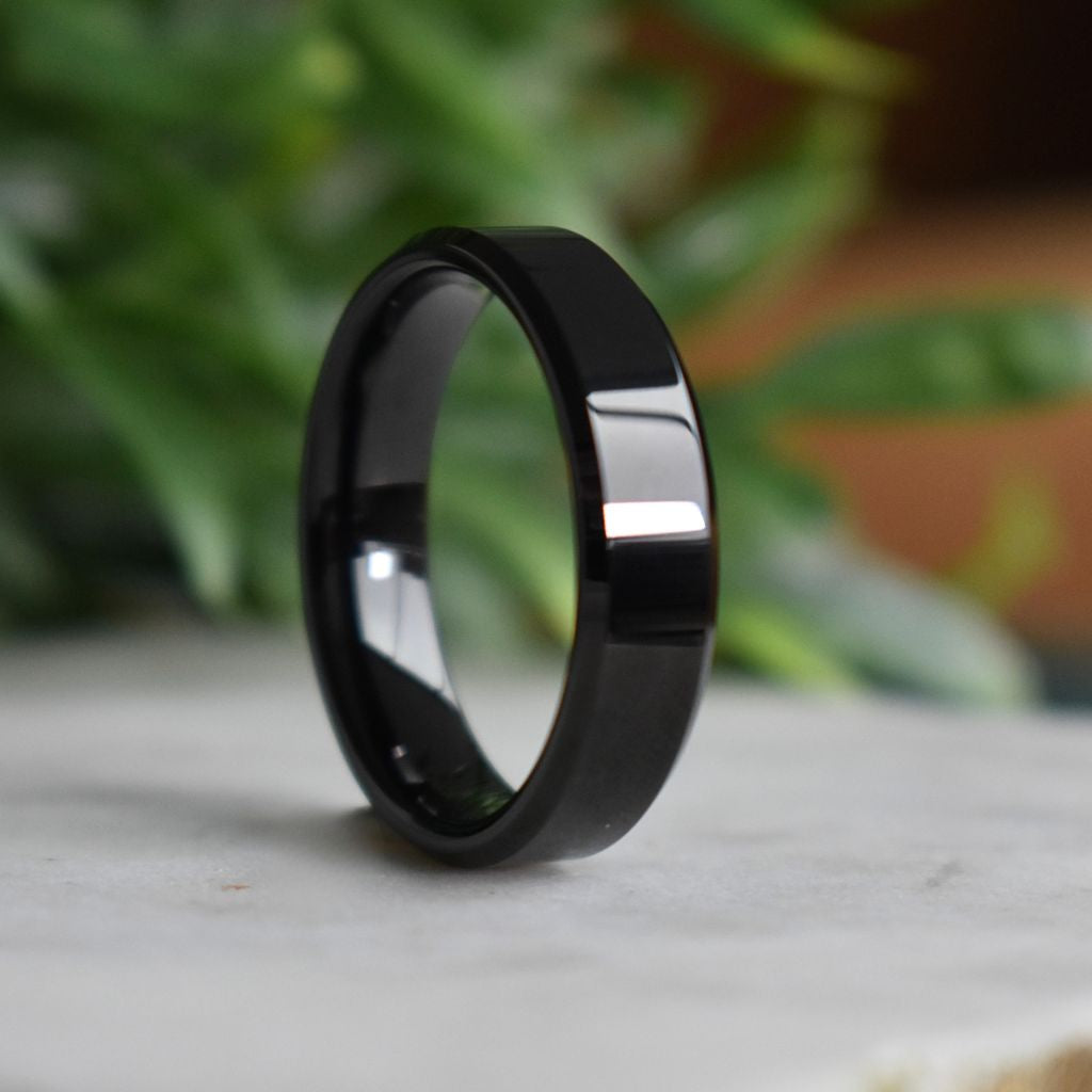 Black 6mm High Polished Tungsten Ring - Tungsten Titans