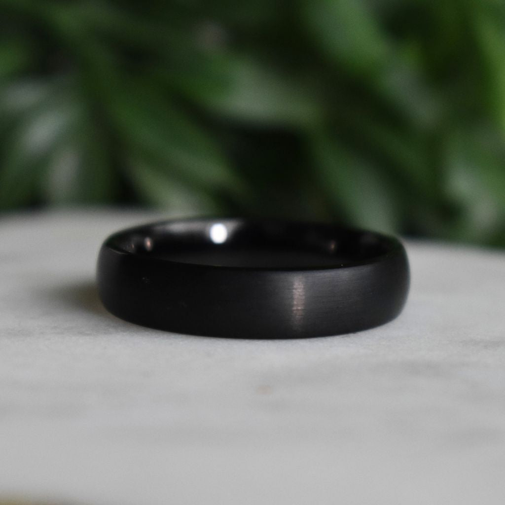 Black Brushed Tungsten 6mm Ring with Black Polished Inner Band - Tungsten Titans