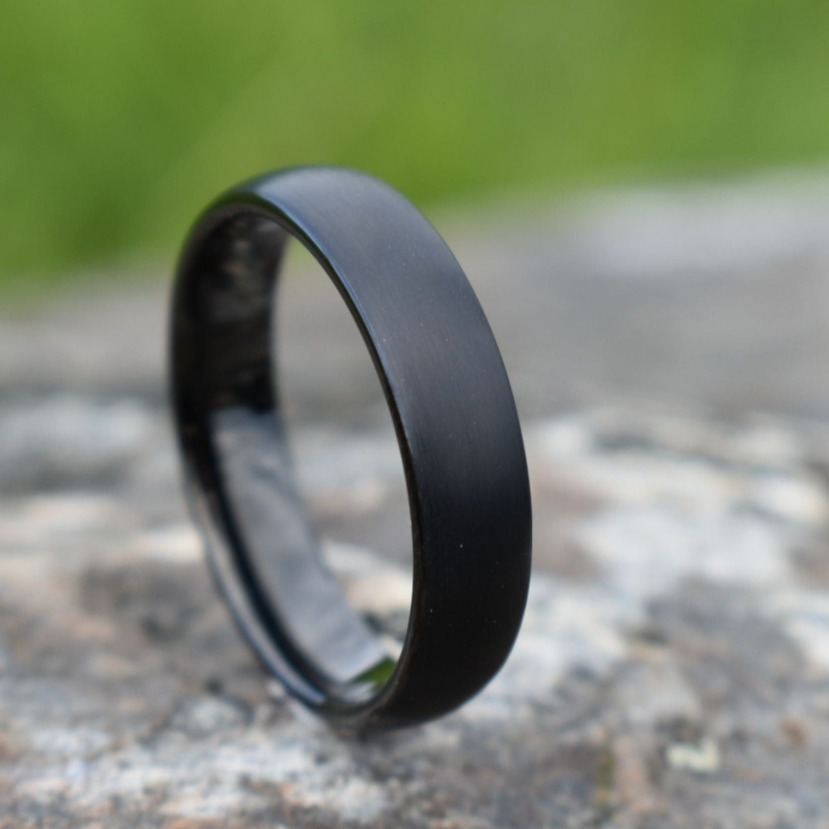Black Brushed Tungsten 6mm Ring with Black Polished Inner Band - Tungsten Titans