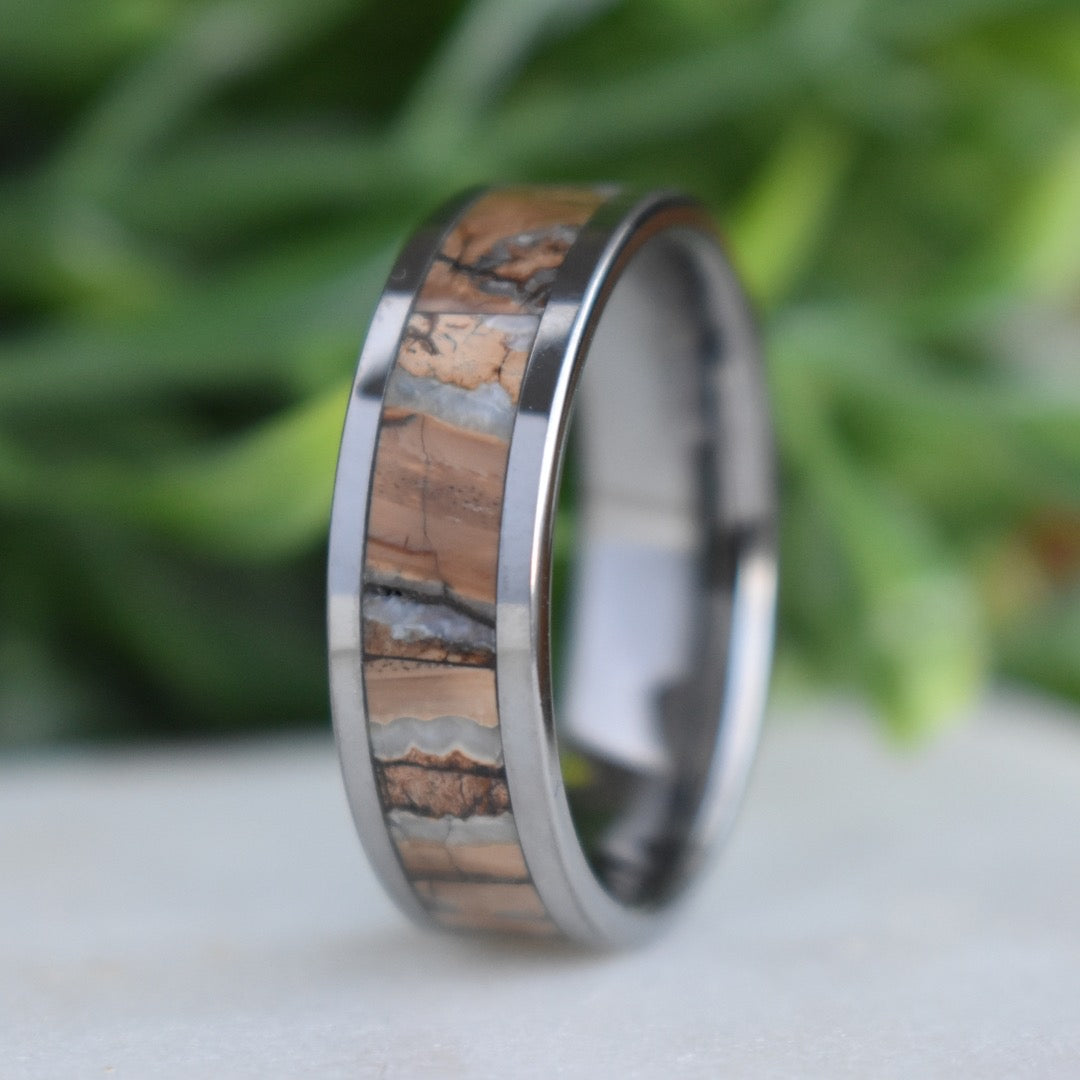 Woolly Mammoth Tusk Inlay Tungsten Ring