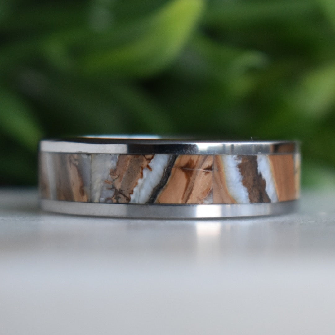 Woolly Mammoth Tusk Inlay Tungsten Ring