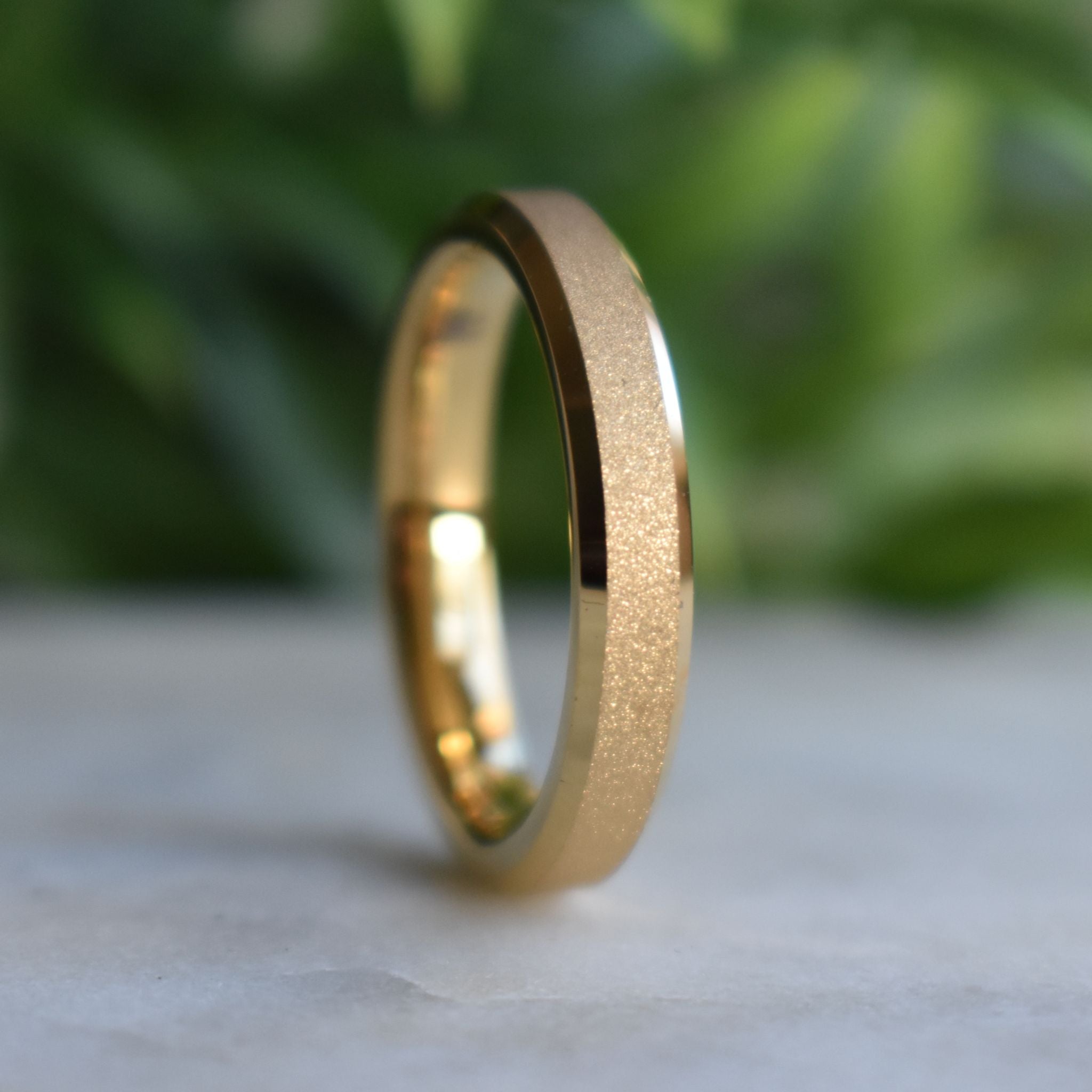 Tungsten 4mm Ring Gold Sandblasted Wedding Band - Tungsten Titans