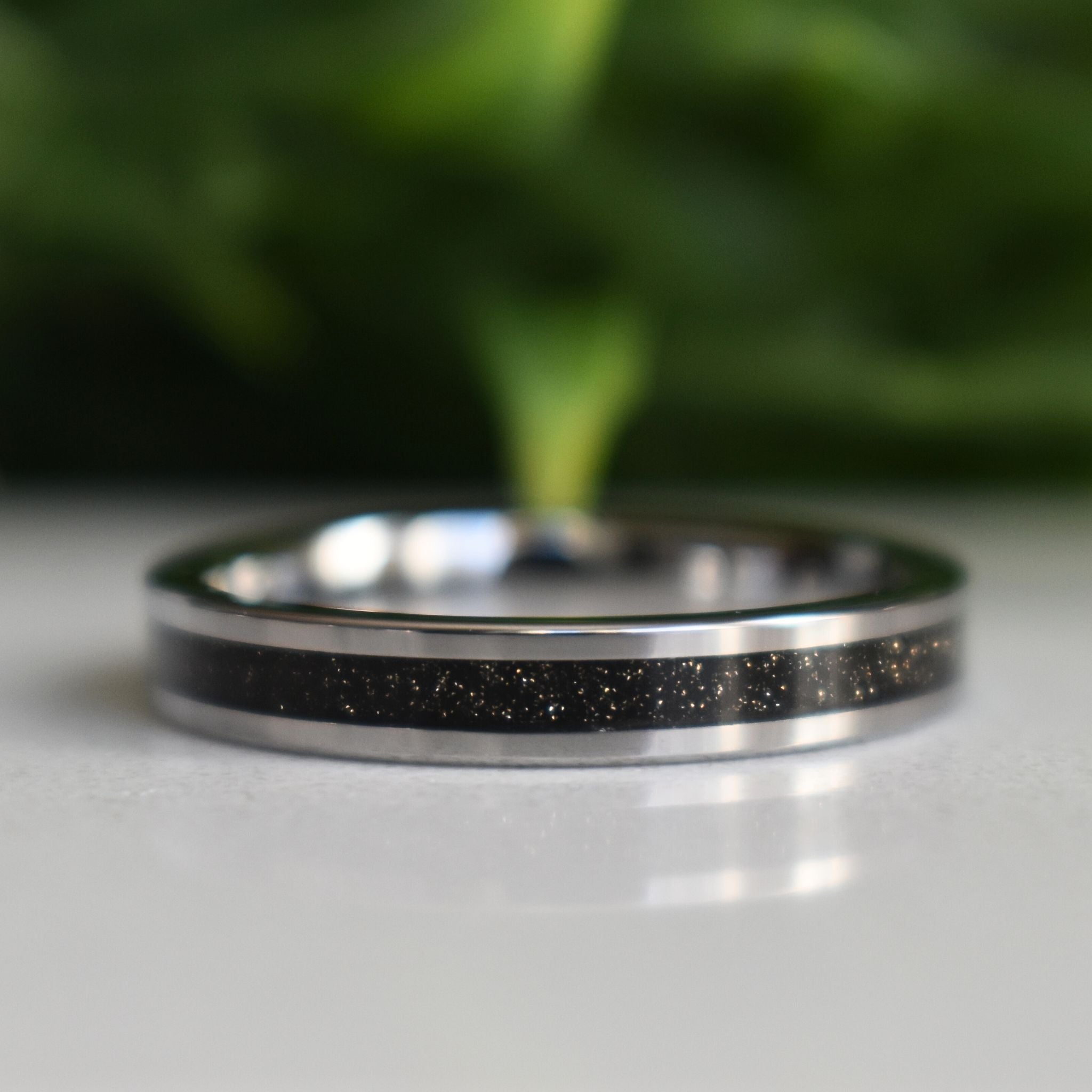 Tungsten Ring Black Druzy Quartz Wedding Band - Tungsten Titans