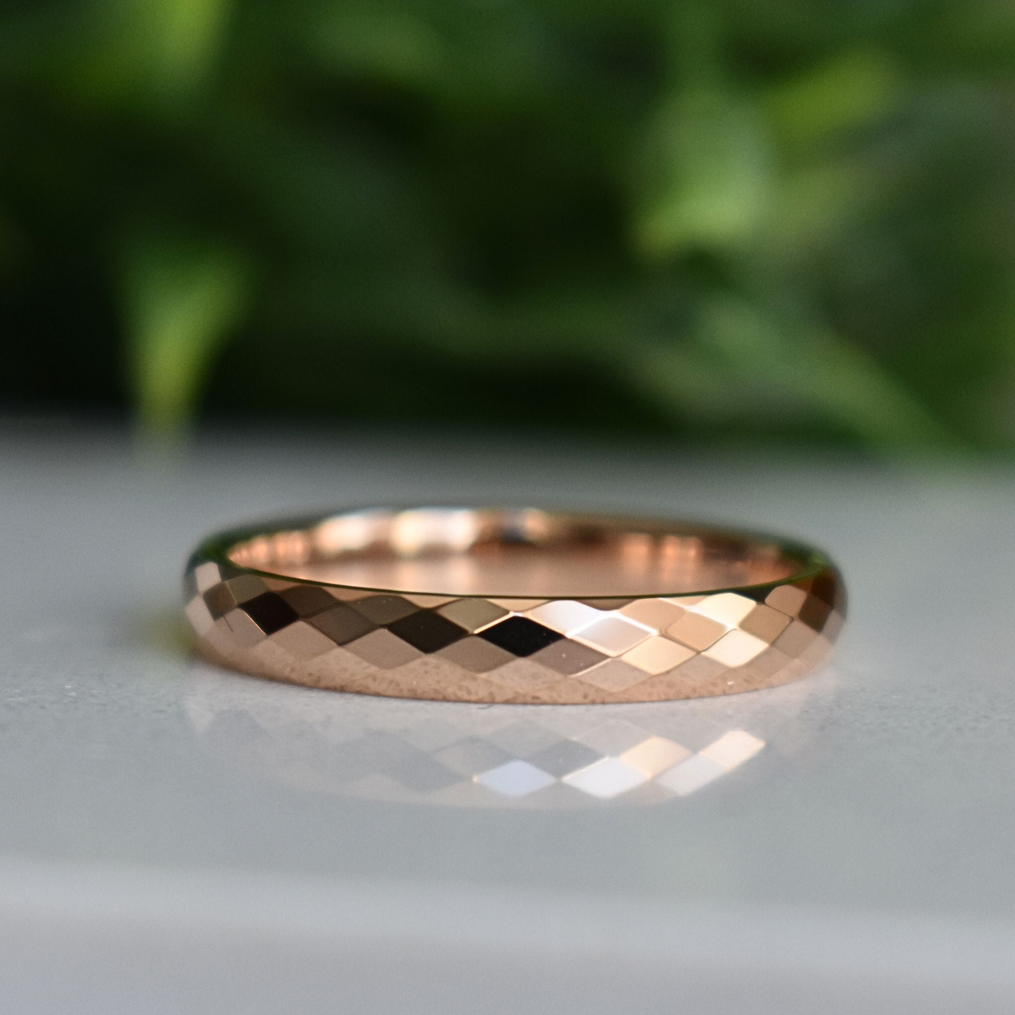 Tungsten Diamond Facet Rose Gold 4mm Ring - Tungsten Titans