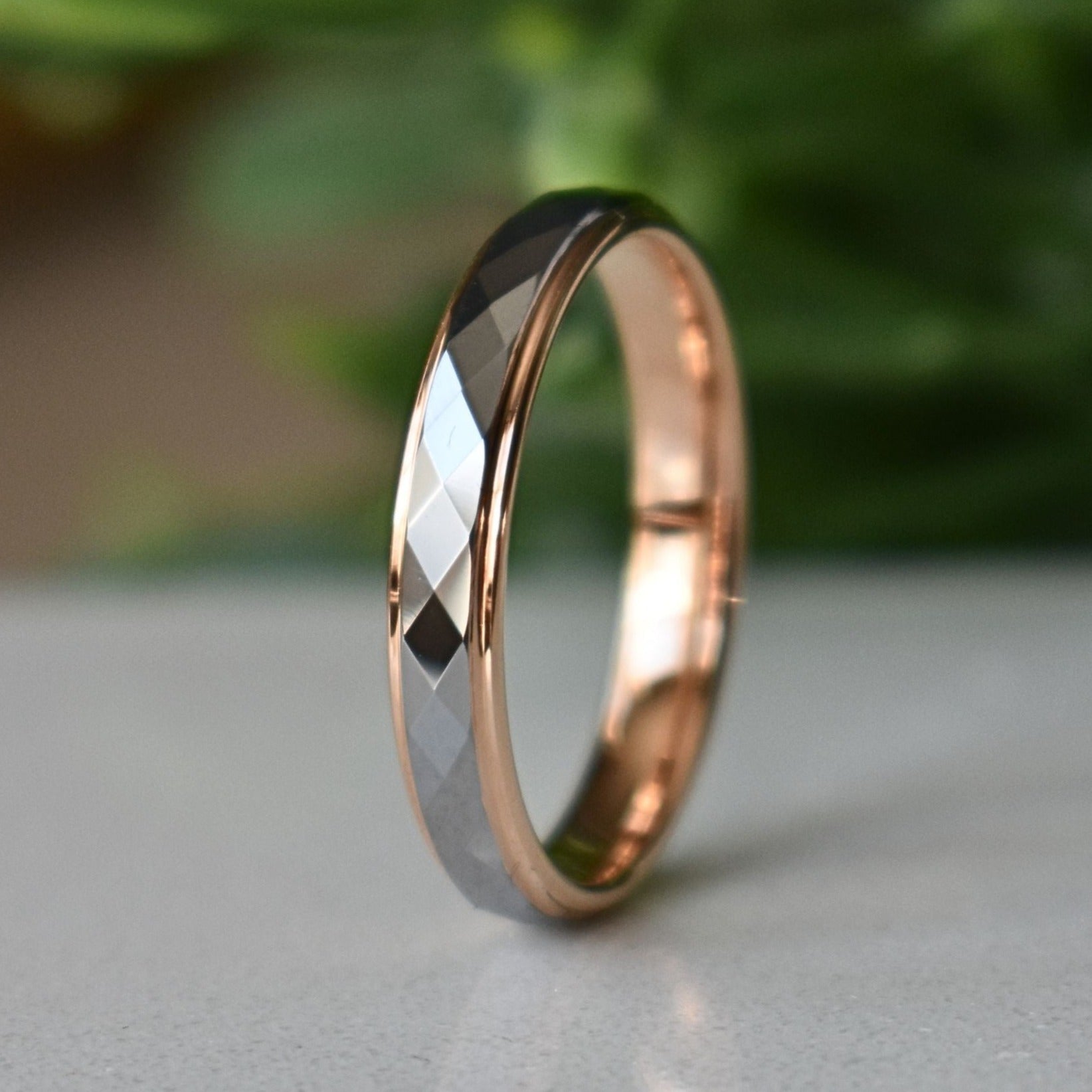 Elvish Ring Rose Gold Anniversary Band Tengwar Ring Flat Shape popular Polished Titanium Ring- 4mm