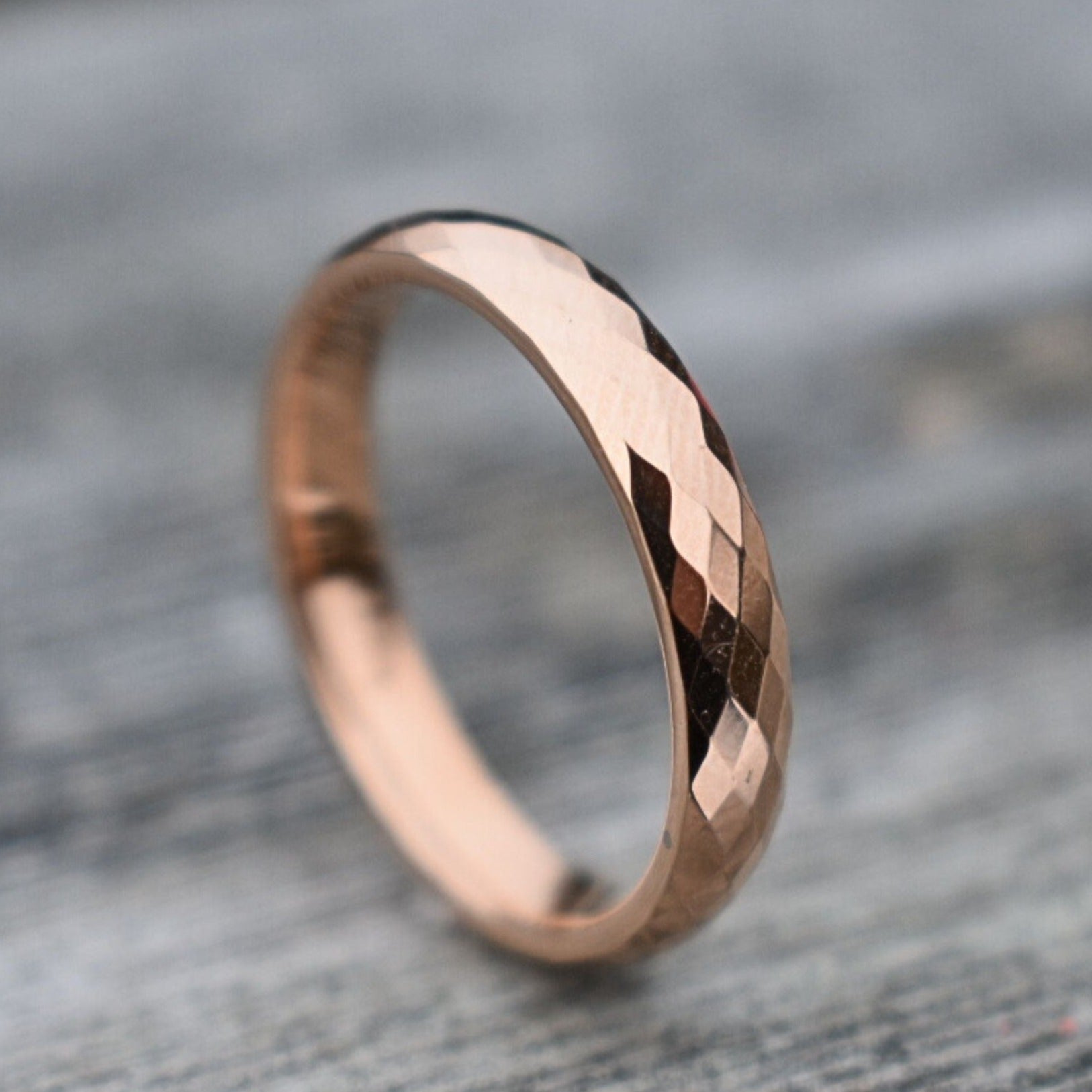Tungsten Diamond Facet Rose Gold 3.5mm Ring - Tungsten Titans