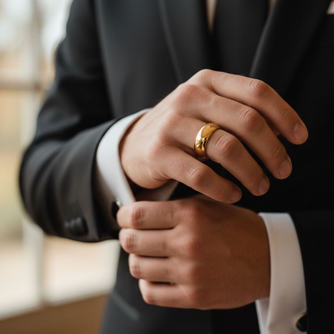 High Polished 8mm Gold Tungsten Ring - Tungsten Titans