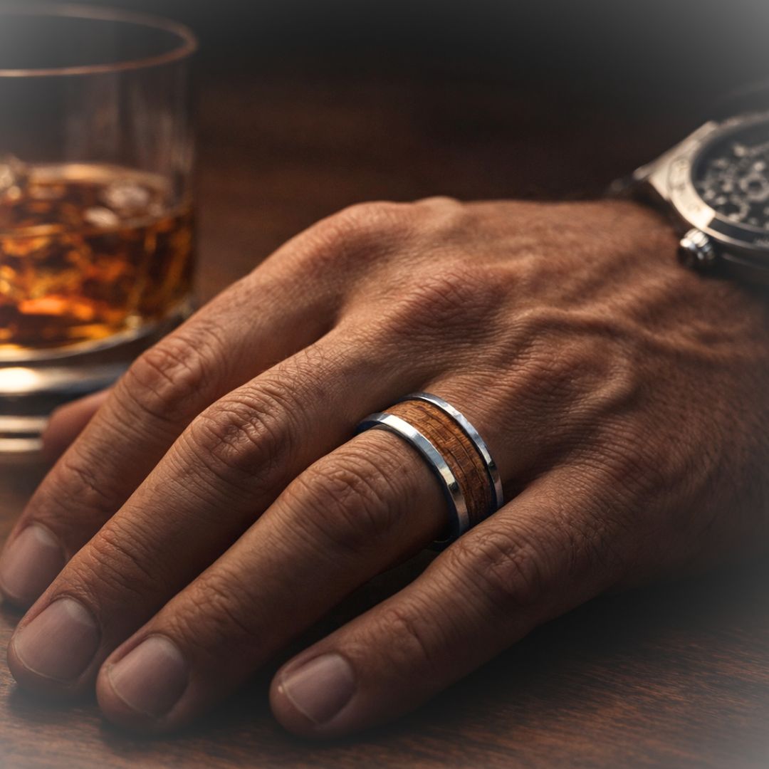 Whiskey Barrel 8mm Tungsten Ring - Tungsten Titans