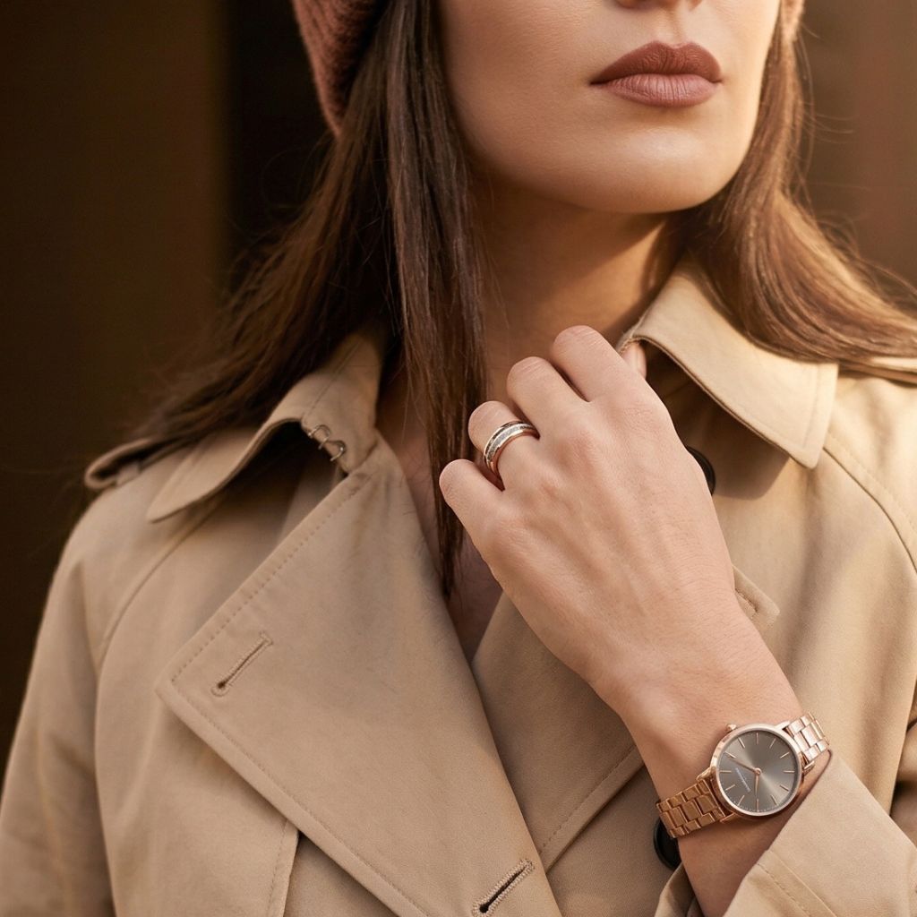 Rose Gold Tungsten 6mm Ring with Deer Antler and Meteorite - Tungsten Titans