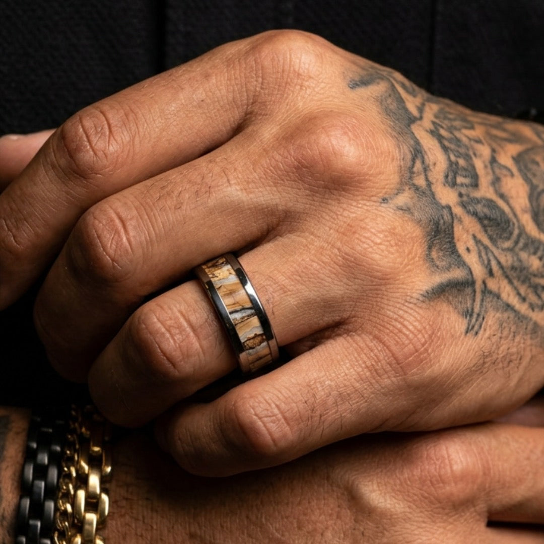 Woolly Mammoth Tusk Inlay Tungsten Ring