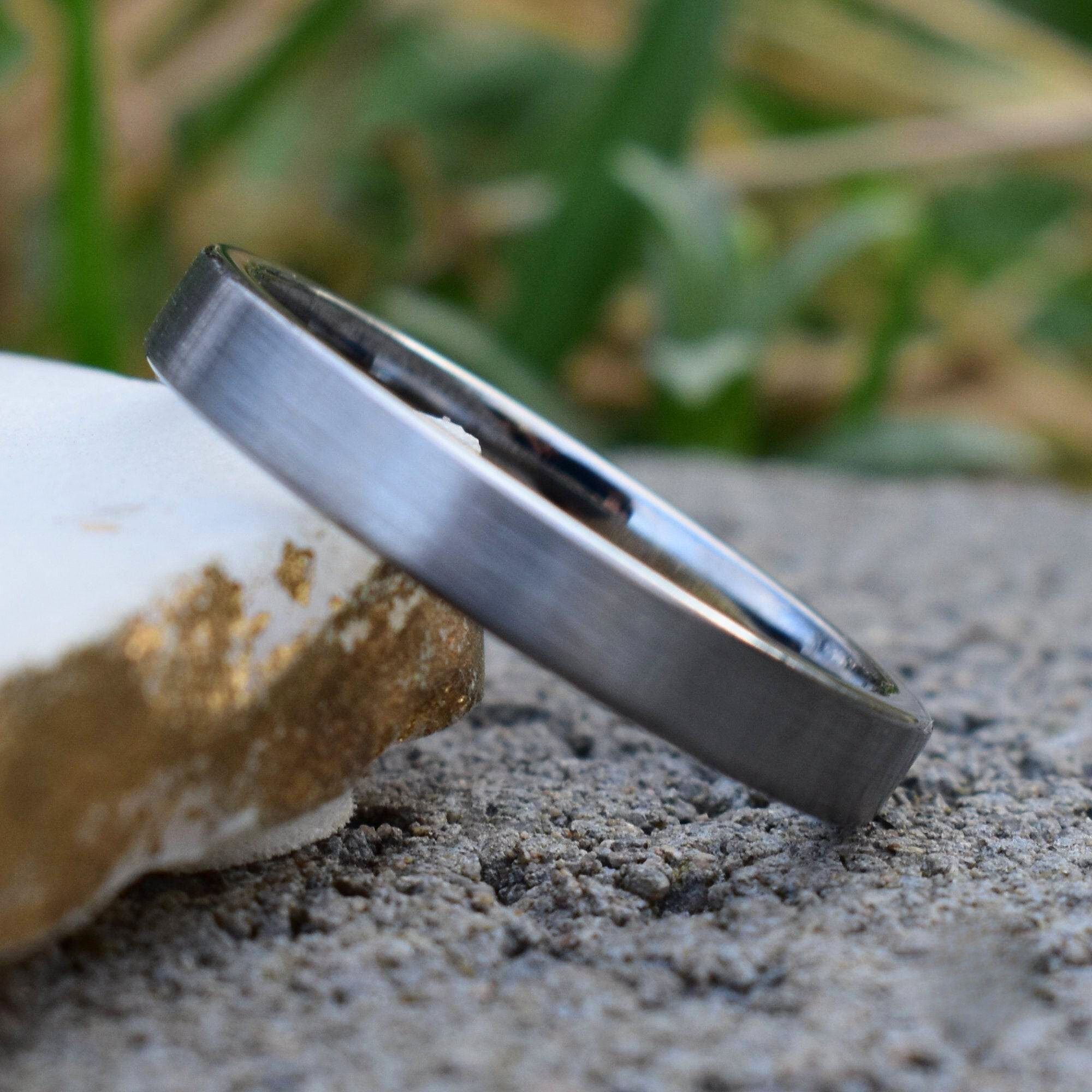 Tungsten Ring 4mm Brushed Silver Comfort fit band - Tungsten Titans