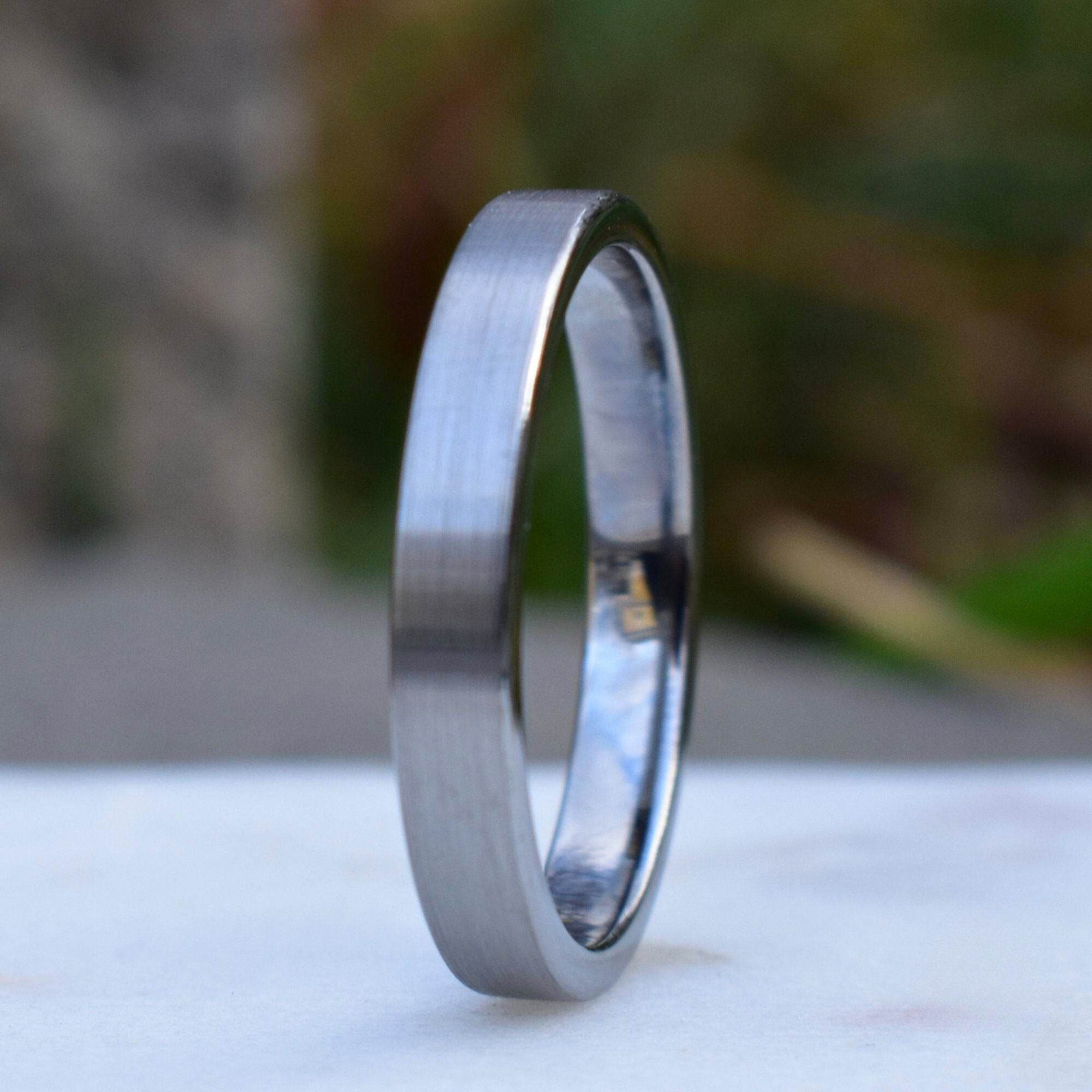 Tungsten Ring 4mm Brushed Silver Comfort fit band - Tungsten Titans