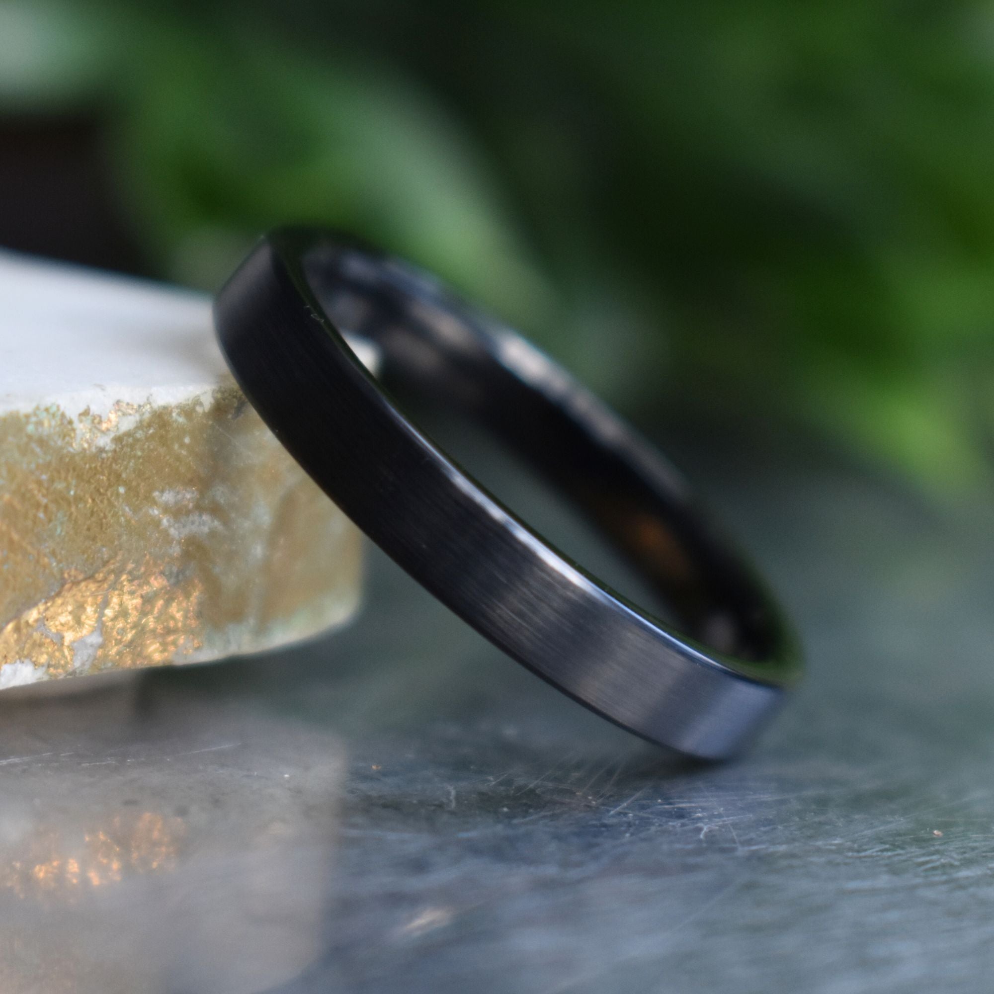 Tungsten Ring 4mm Brushed Black Comfort fit band - Tungsten Titans