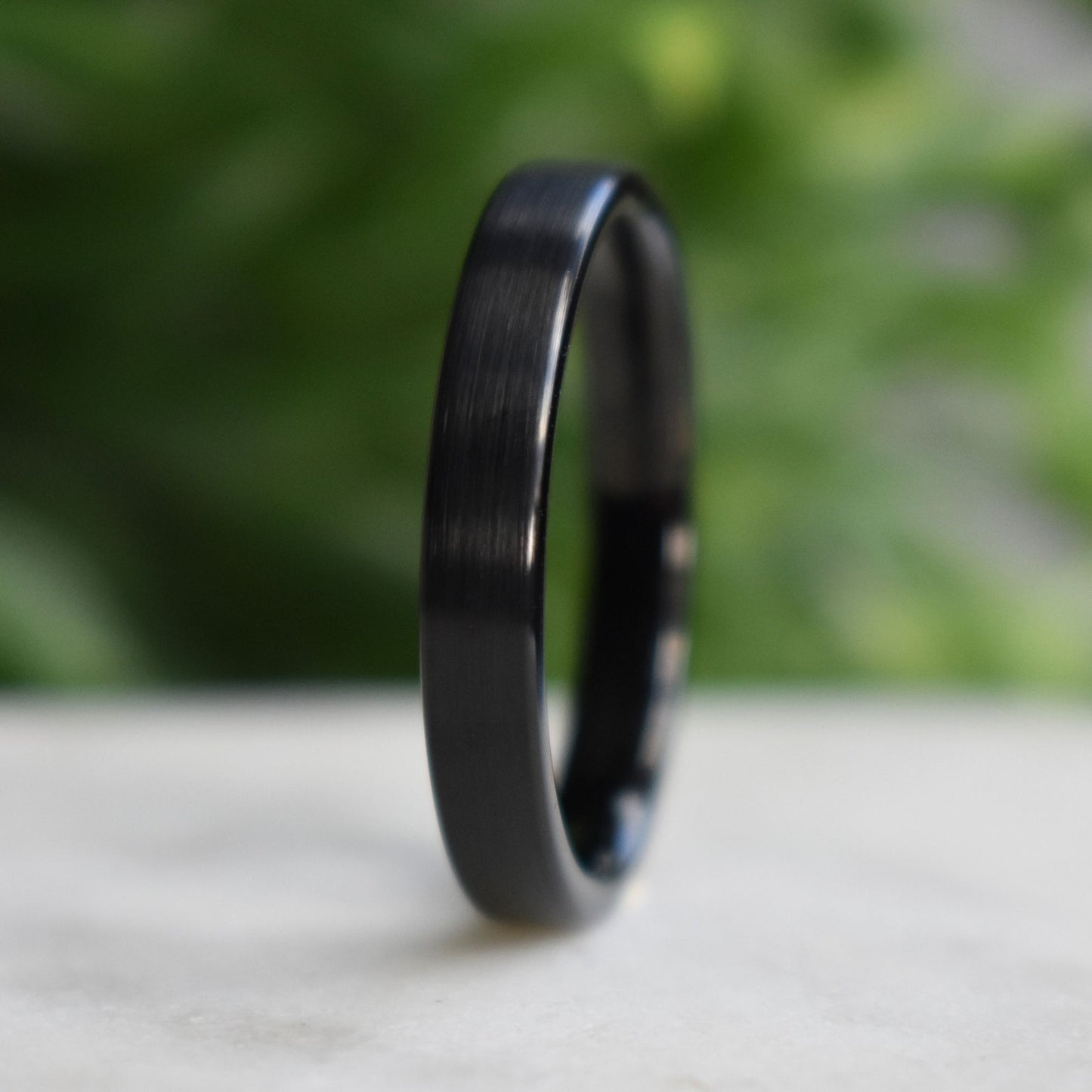 Tungsten Ring 4mm Brushed Black Comfort fit band