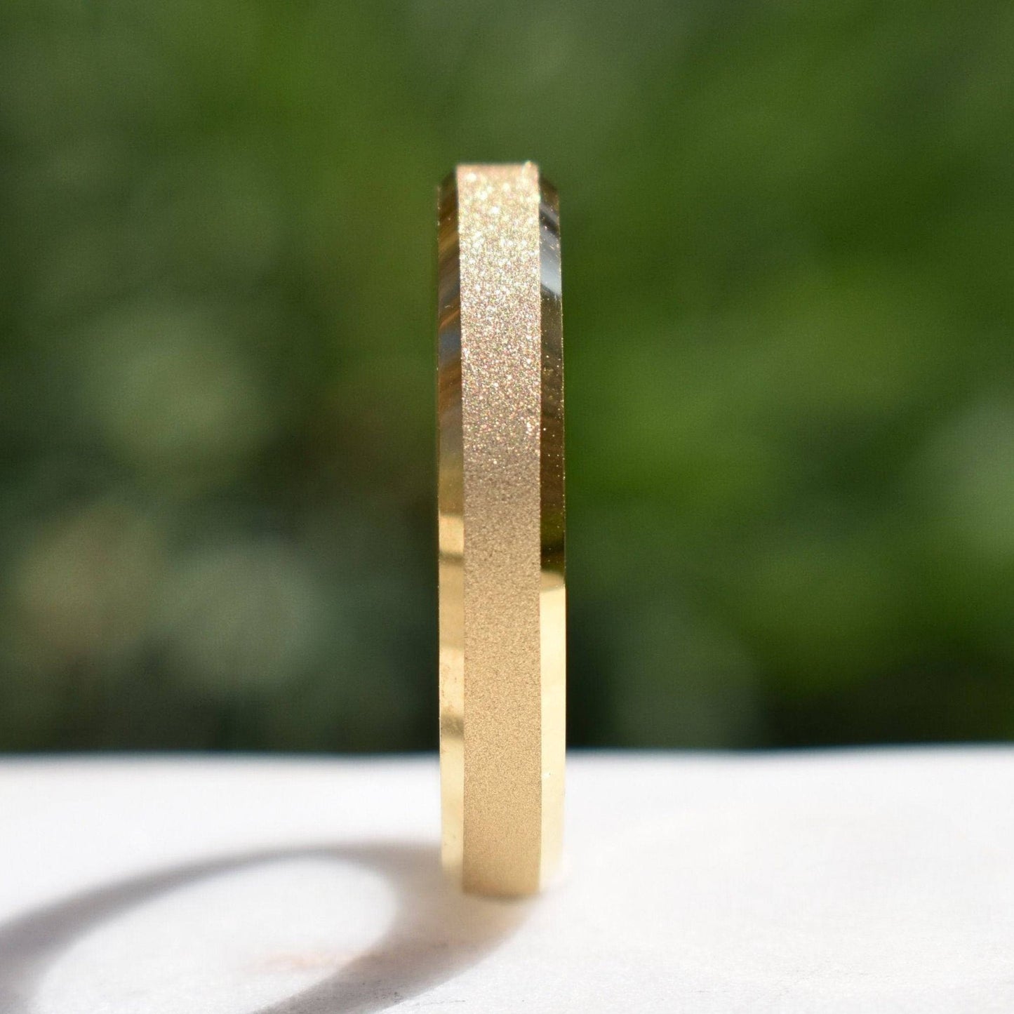 Tungsten 4mm Ring Gold Sandblasted Wedding Band - Tungsten Titans