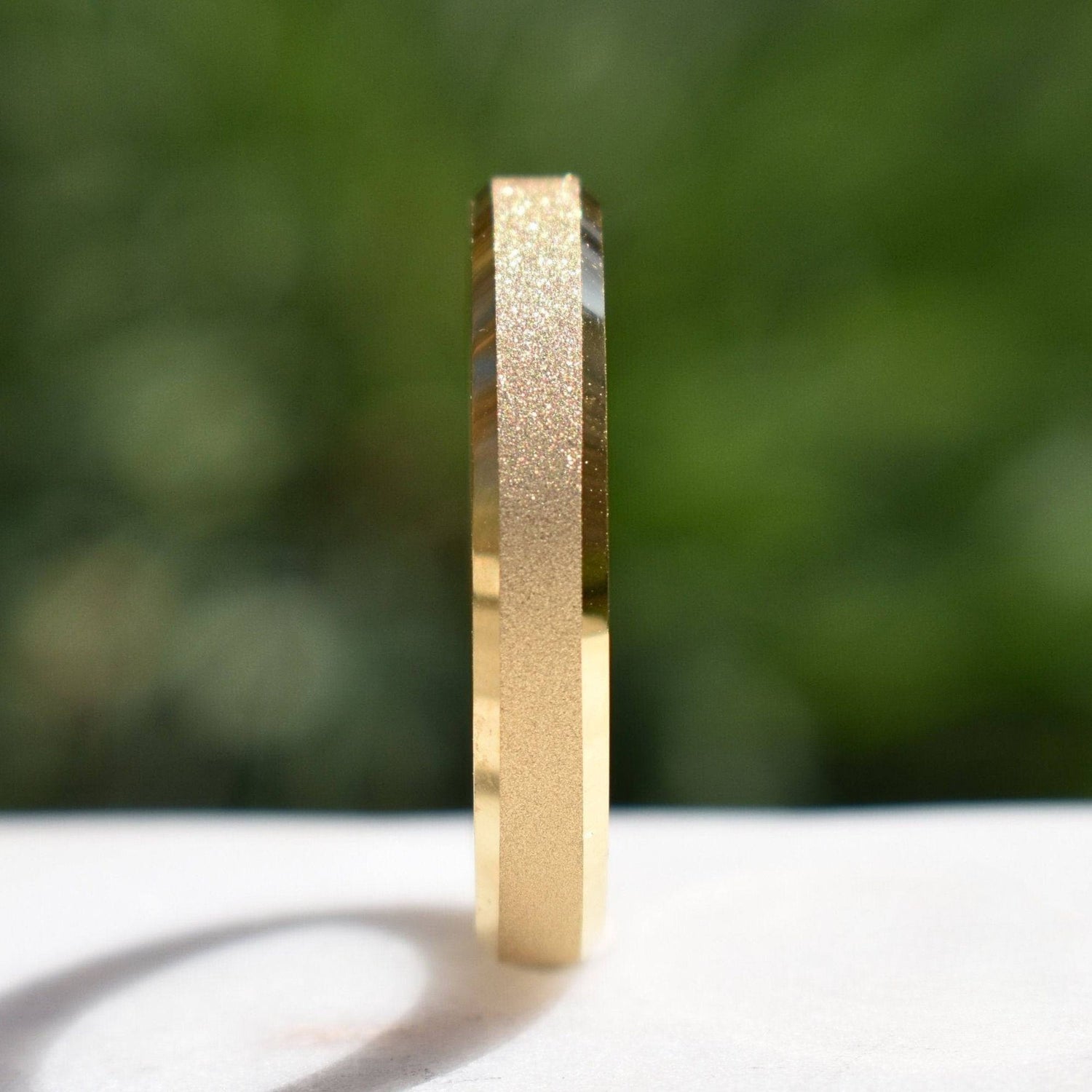 Tungsten 4mm Ring Gold Sandblasted Wedding Band - Tungsten Titans