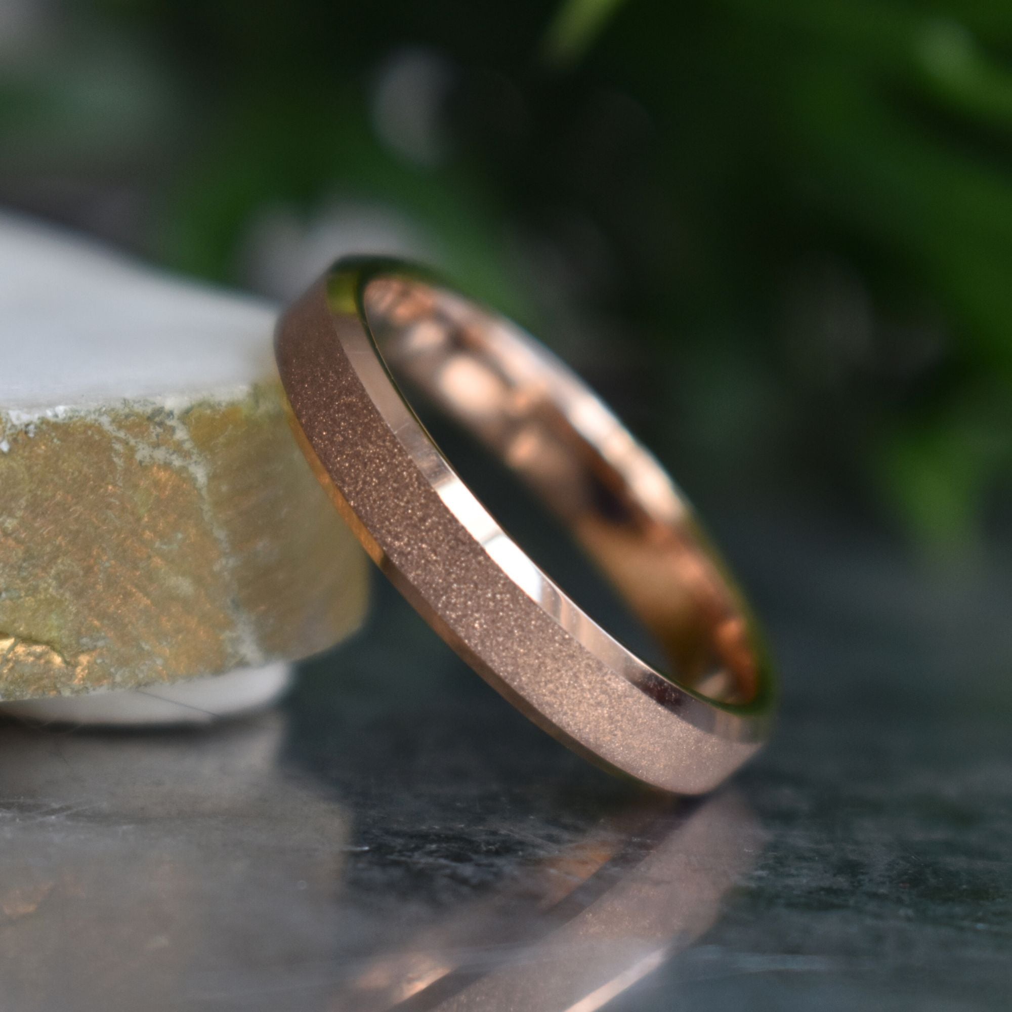 Tungsten 4mm Ring Rose Gold Sandblasted Wedding Band - Tungsten Titans