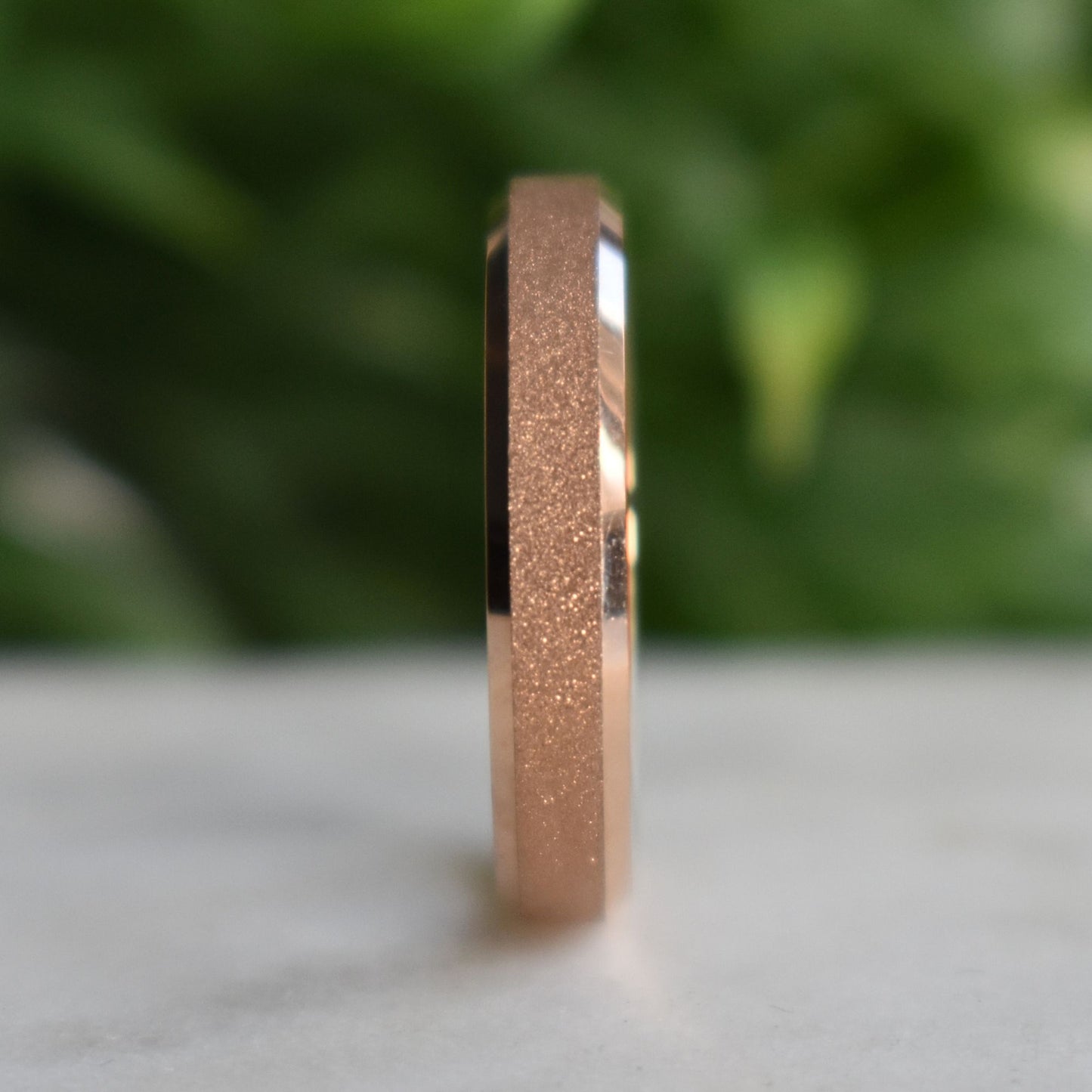 Tungsten 4mm Ring Rose Gold Sandblasted Wedding Band - Tungsten Titans