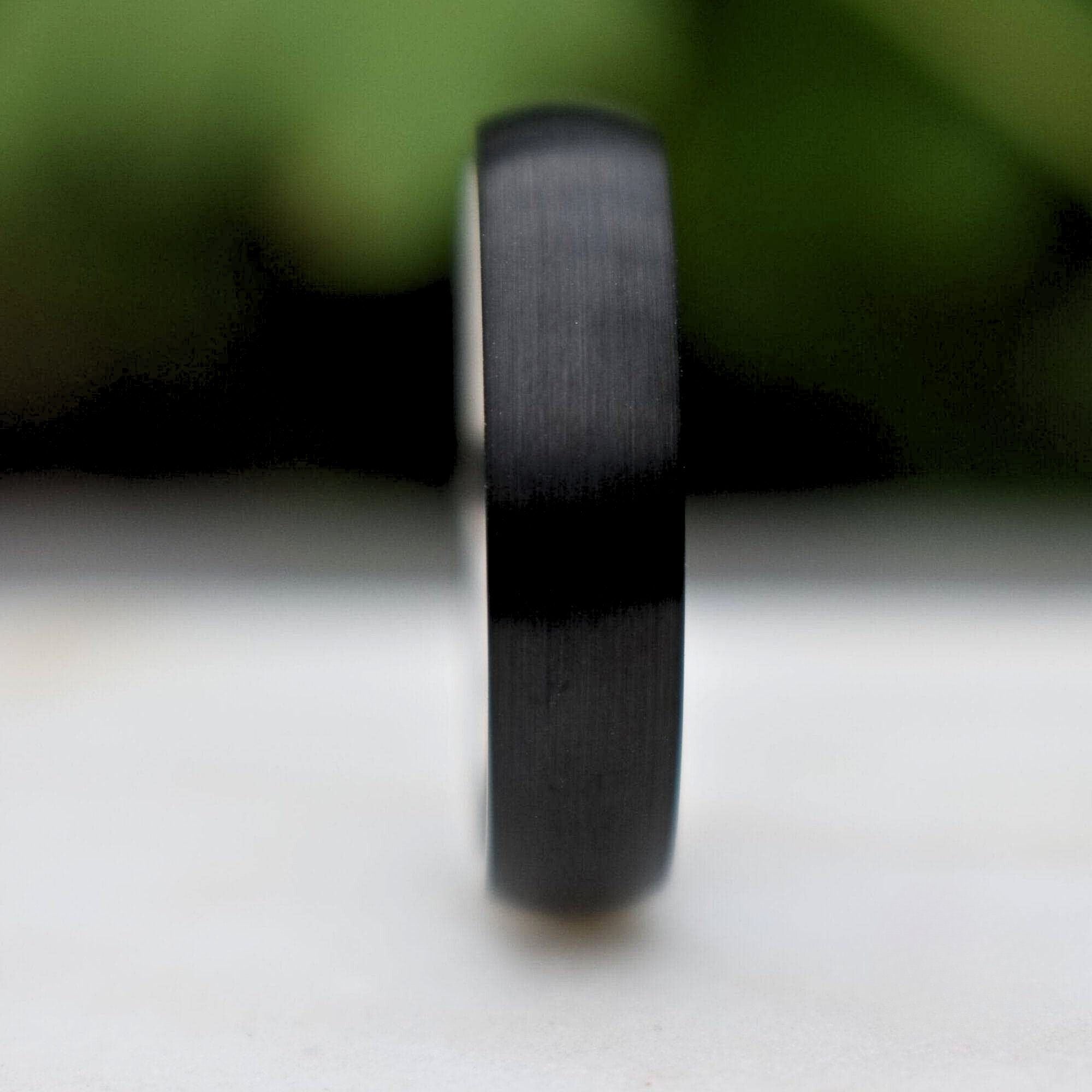 Black Brushed Tungsten 6mm Ring with Silver band - Tungsten Titans