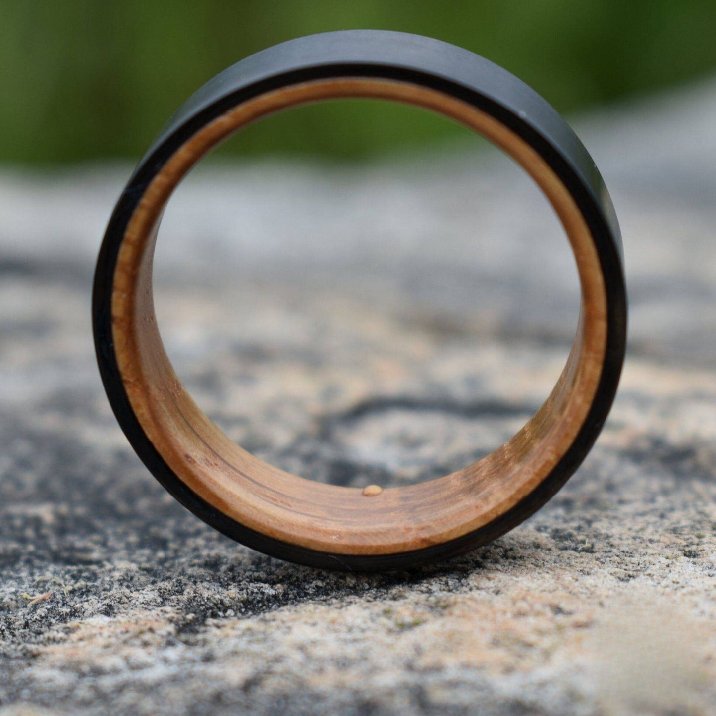 Black 6mm Tungsten with Whiskey Barrel Inner Band - Tungsten Titans