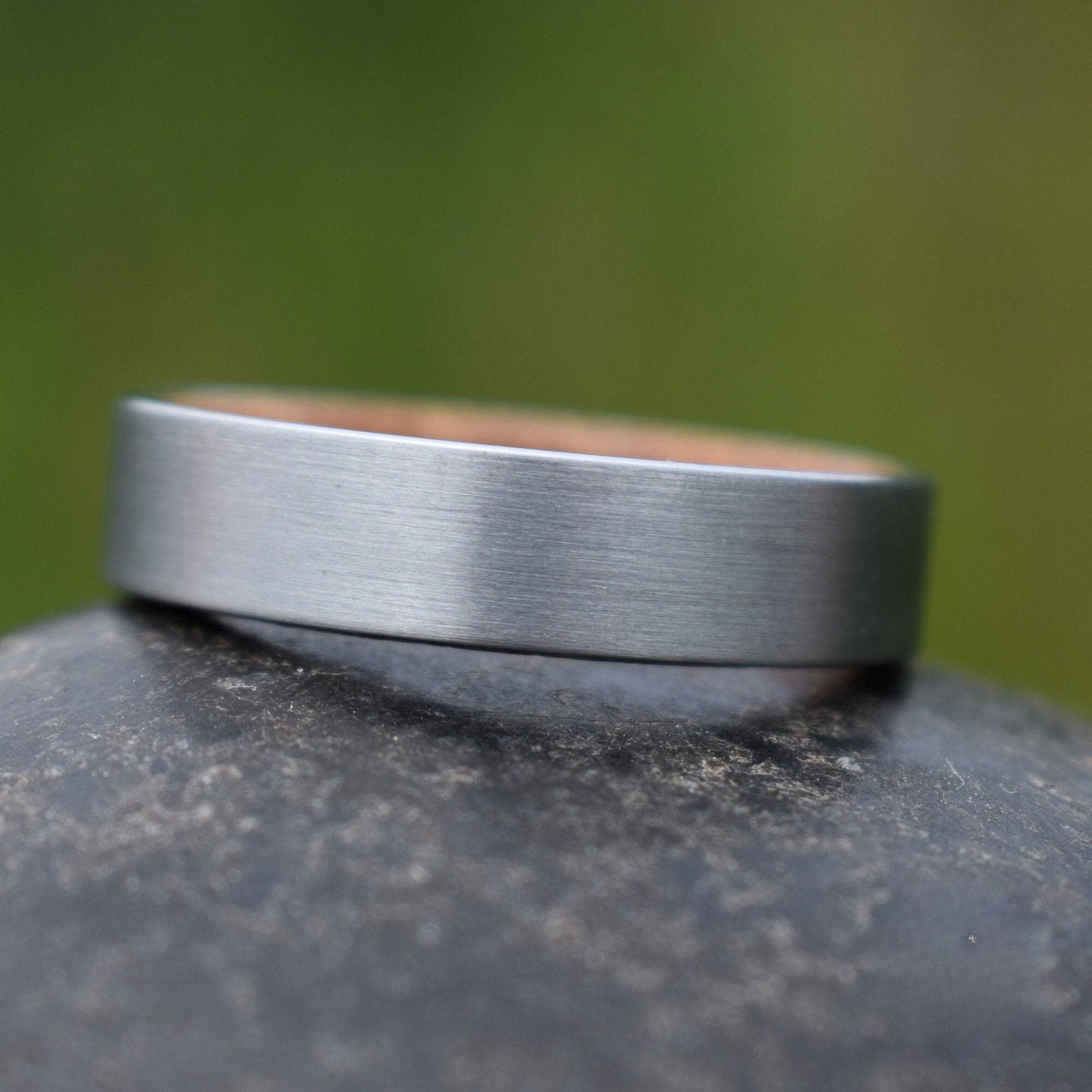 Silver Tungsten 6mm Ring with Whiskey Barrel Inner Band - Tungsten Titans