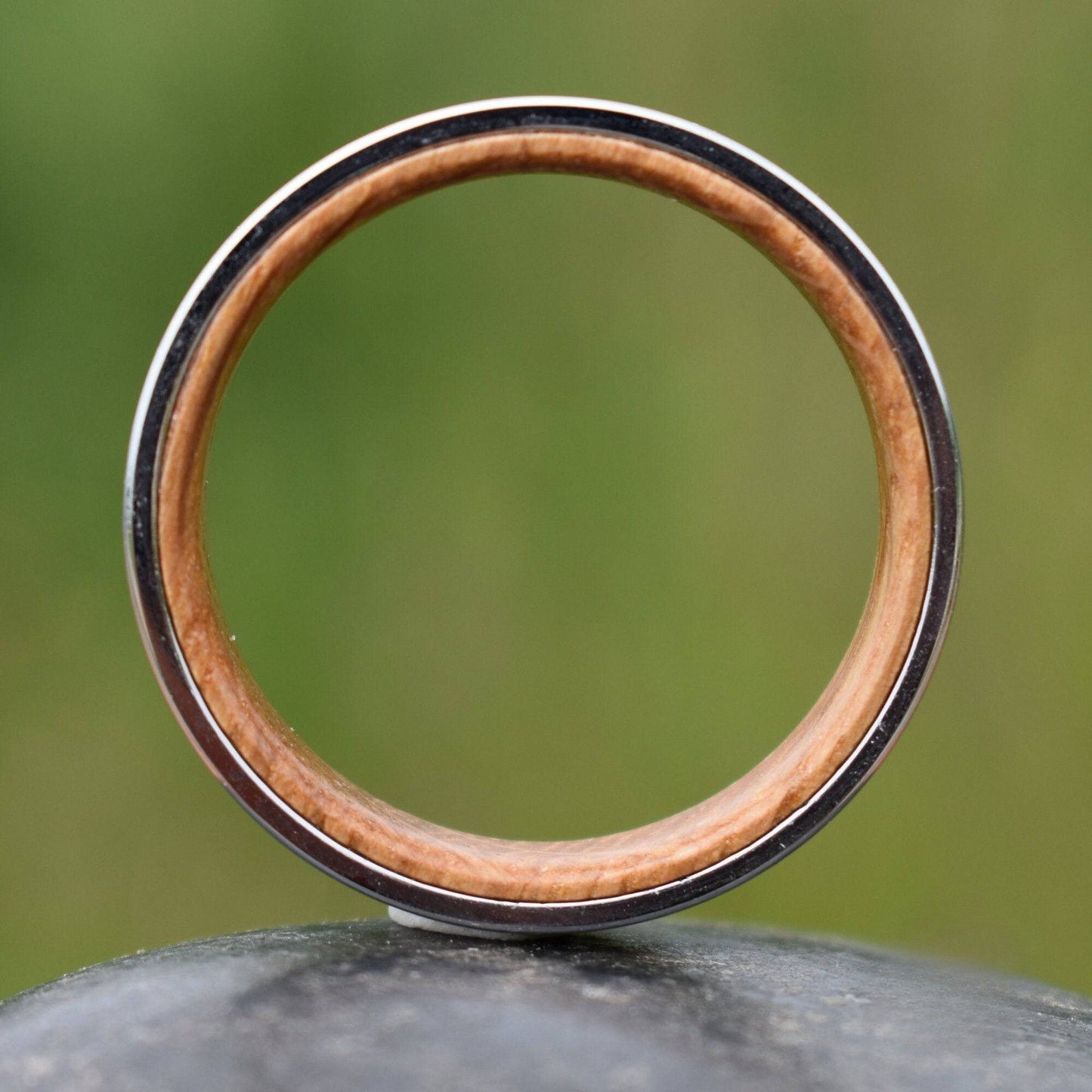 Silver Tungsten 6mm Ring with Whiskey Barrel Inner Band - Tungsten Titans