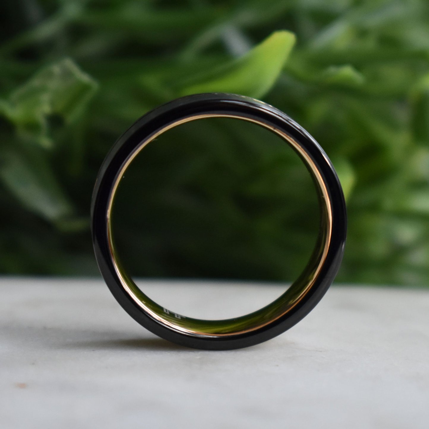 Tungsten Ring 8mm Brushed Silver with Rose Gold Stripe and Black Sides - Tungsten Titans