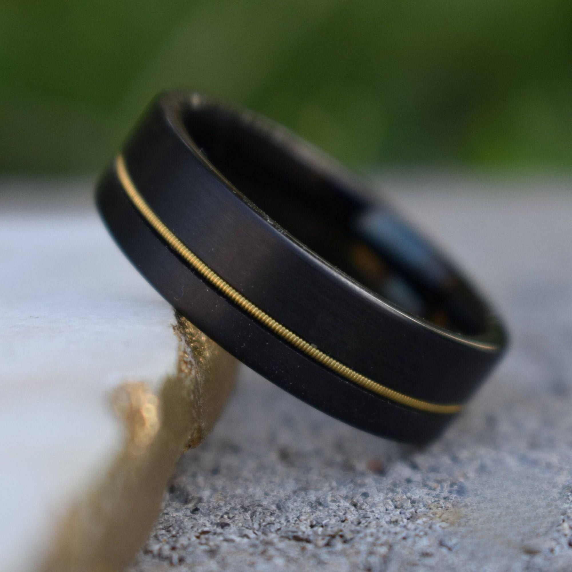 Guitar String 8mm Black Tungsten Ring - Tungsten Titans