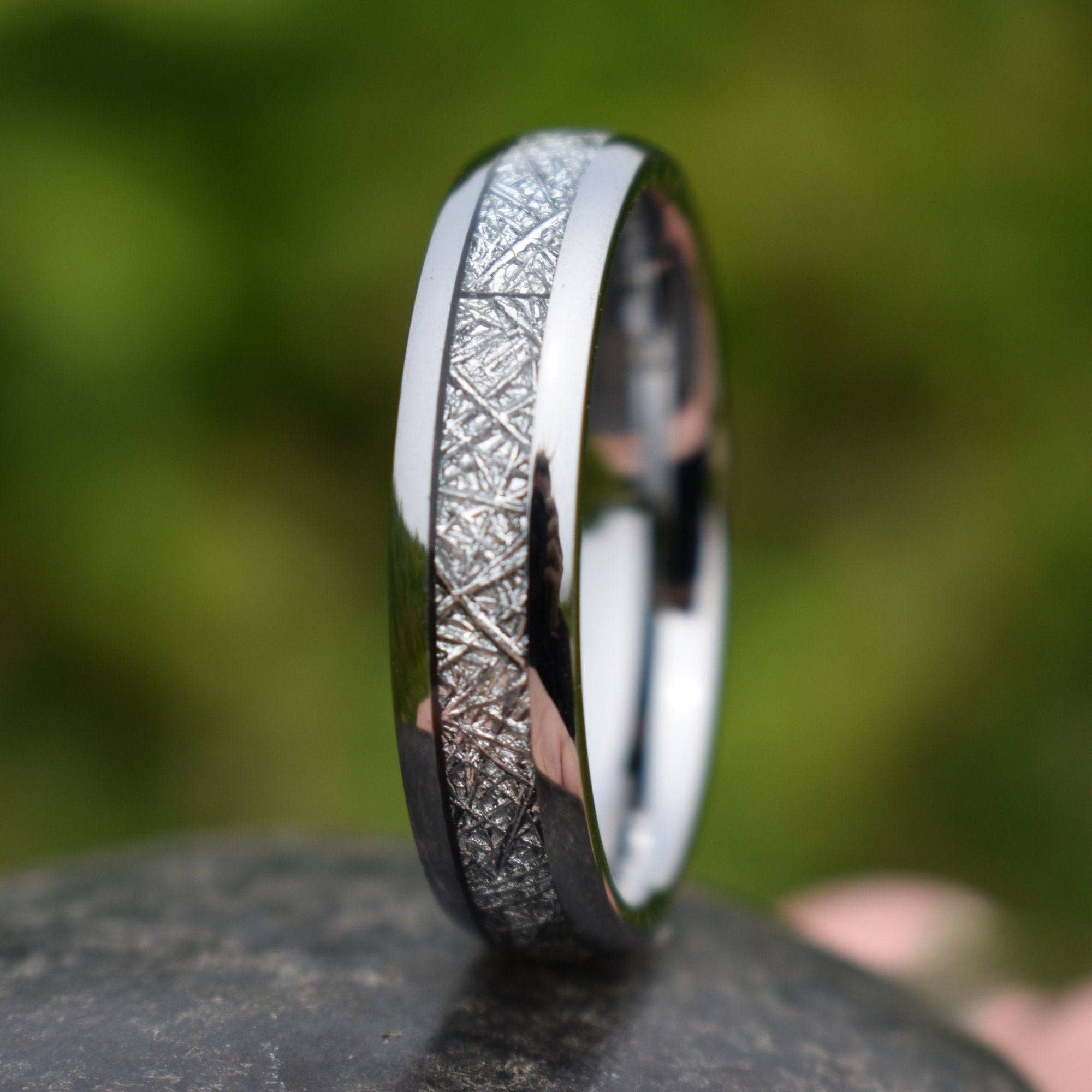 Tungsten 6mm Ring with Meteorite - Tungsten Titans