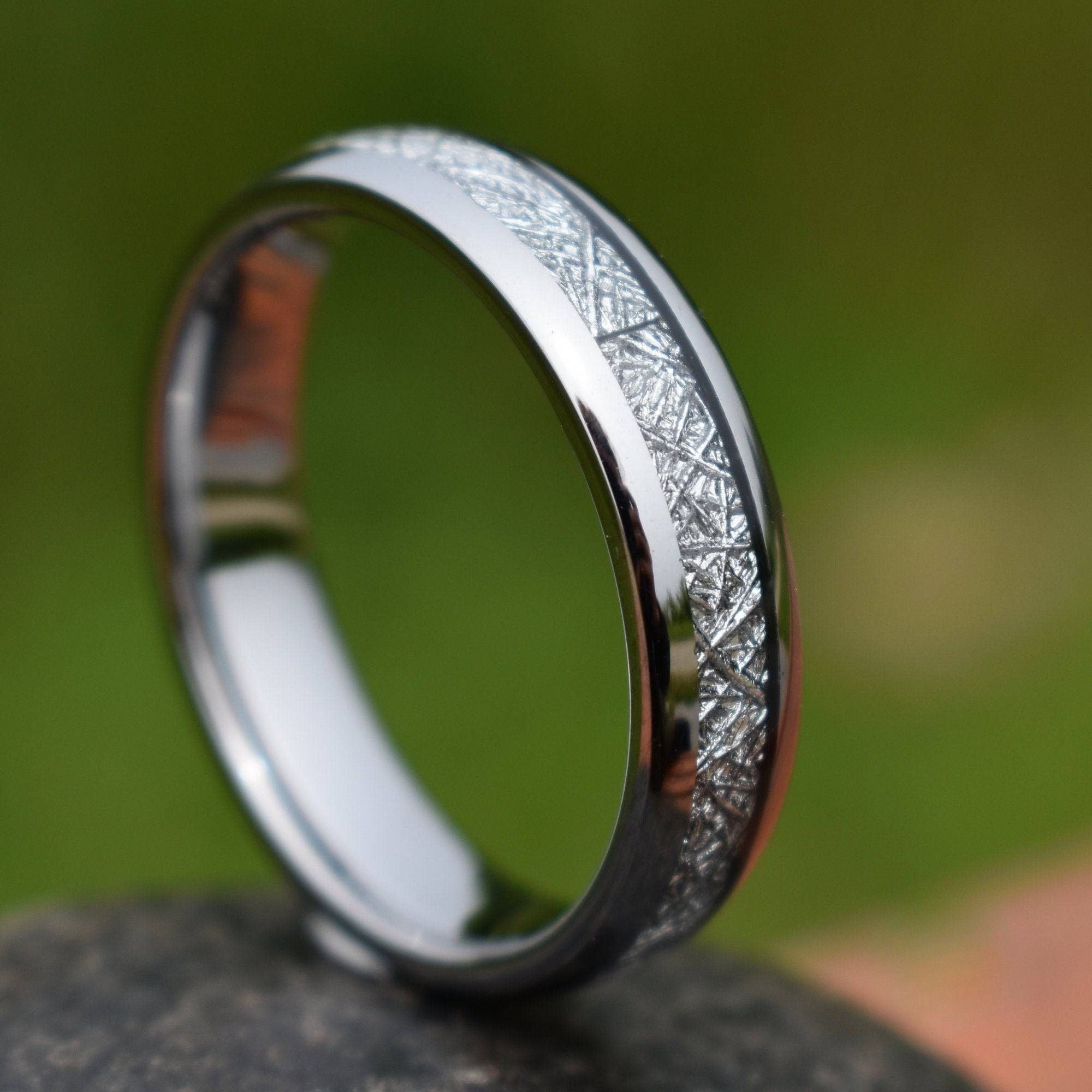 Tungsten 6mm Ring with Meteorite - Tungsten Titans