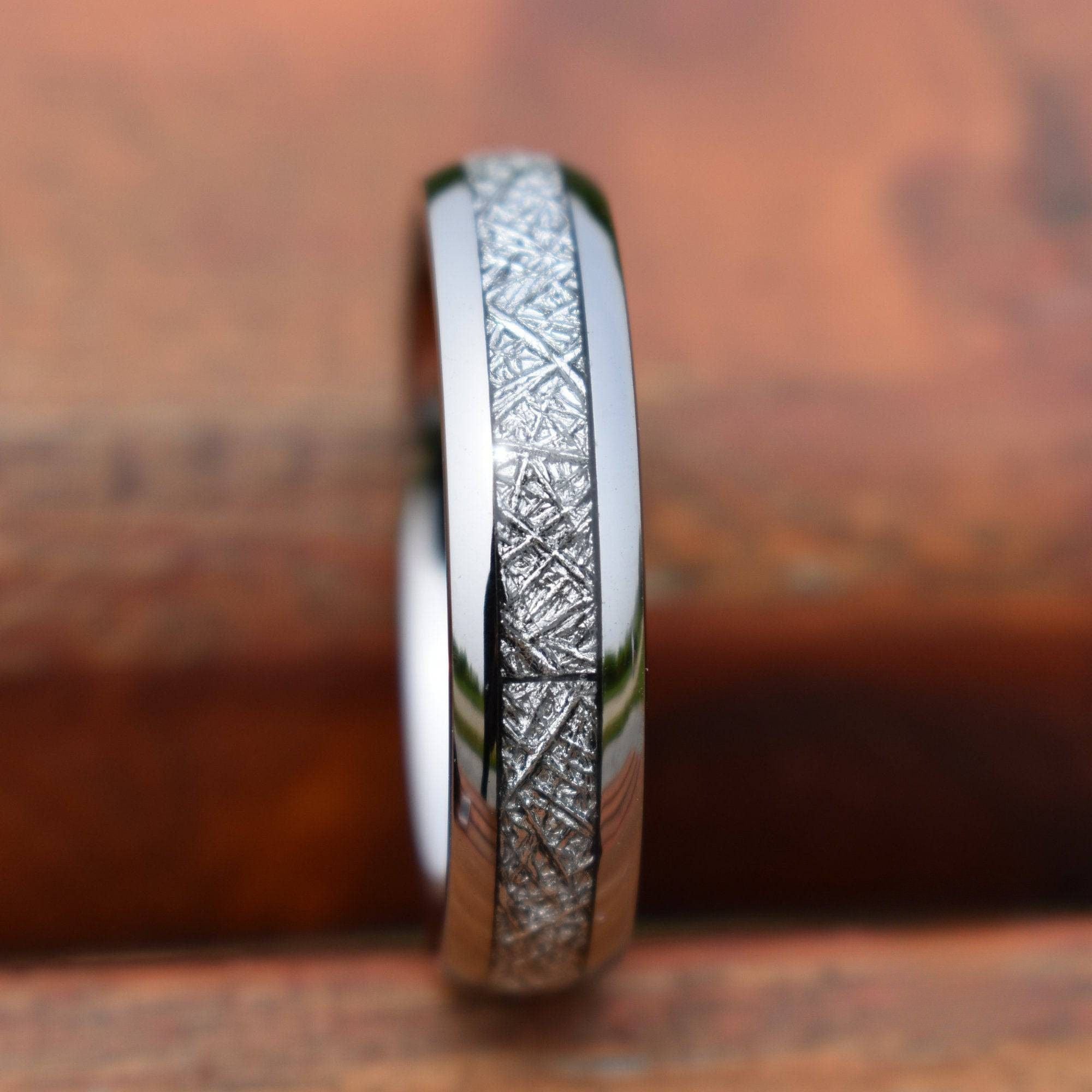 Tungsten 6mm Ring with Meteorite - Tungsten Titans