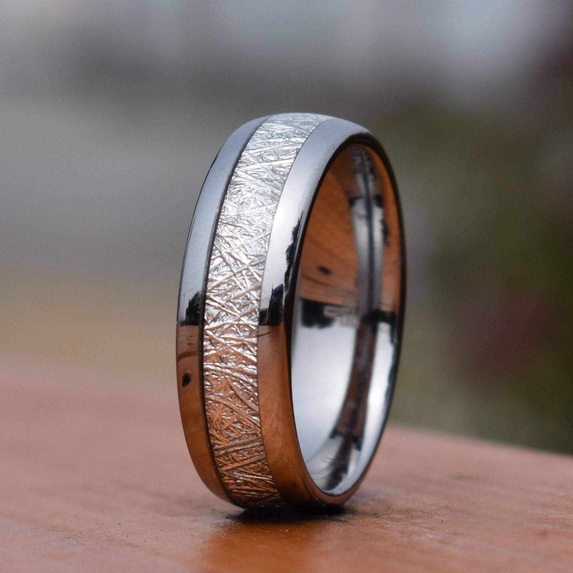 Tungsten 8mm Ring with Meteorite - Tungsten Titans