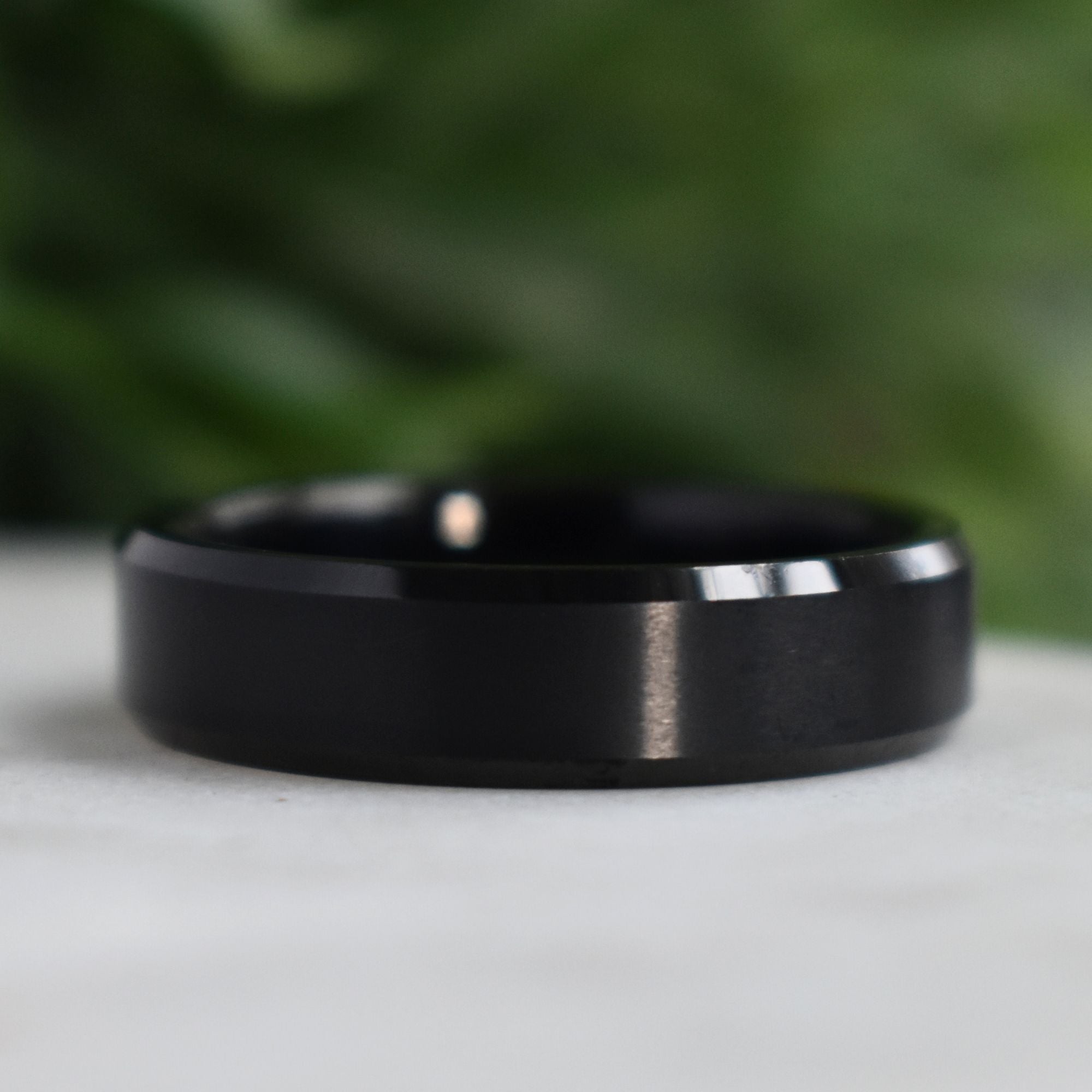 Tungsten Ring 6mm Brushed Black with Beveled Edge - Tungsten Titans