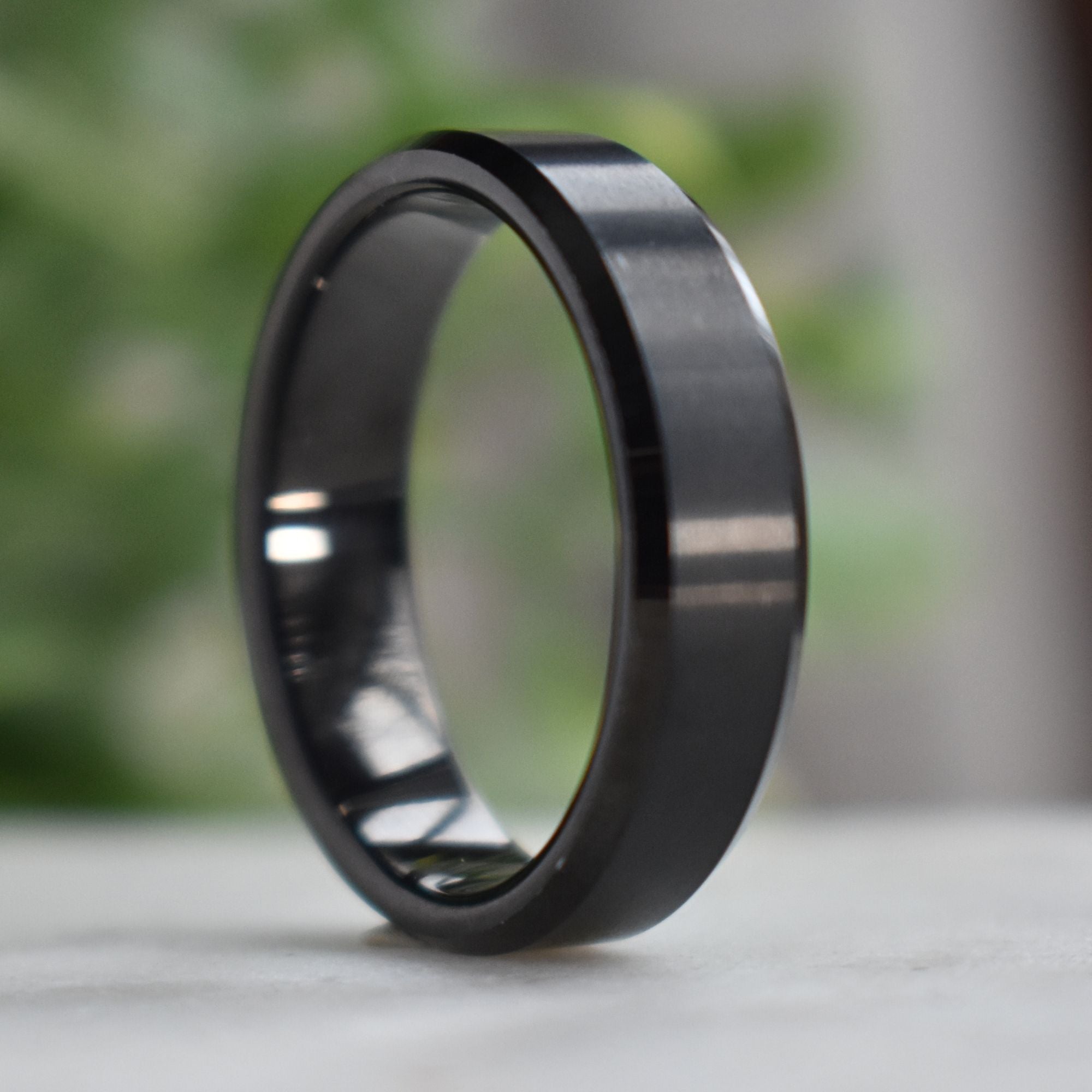 Tungsten Ring 6mm Brushed Black with Beveled Edge - Tungsten Titans