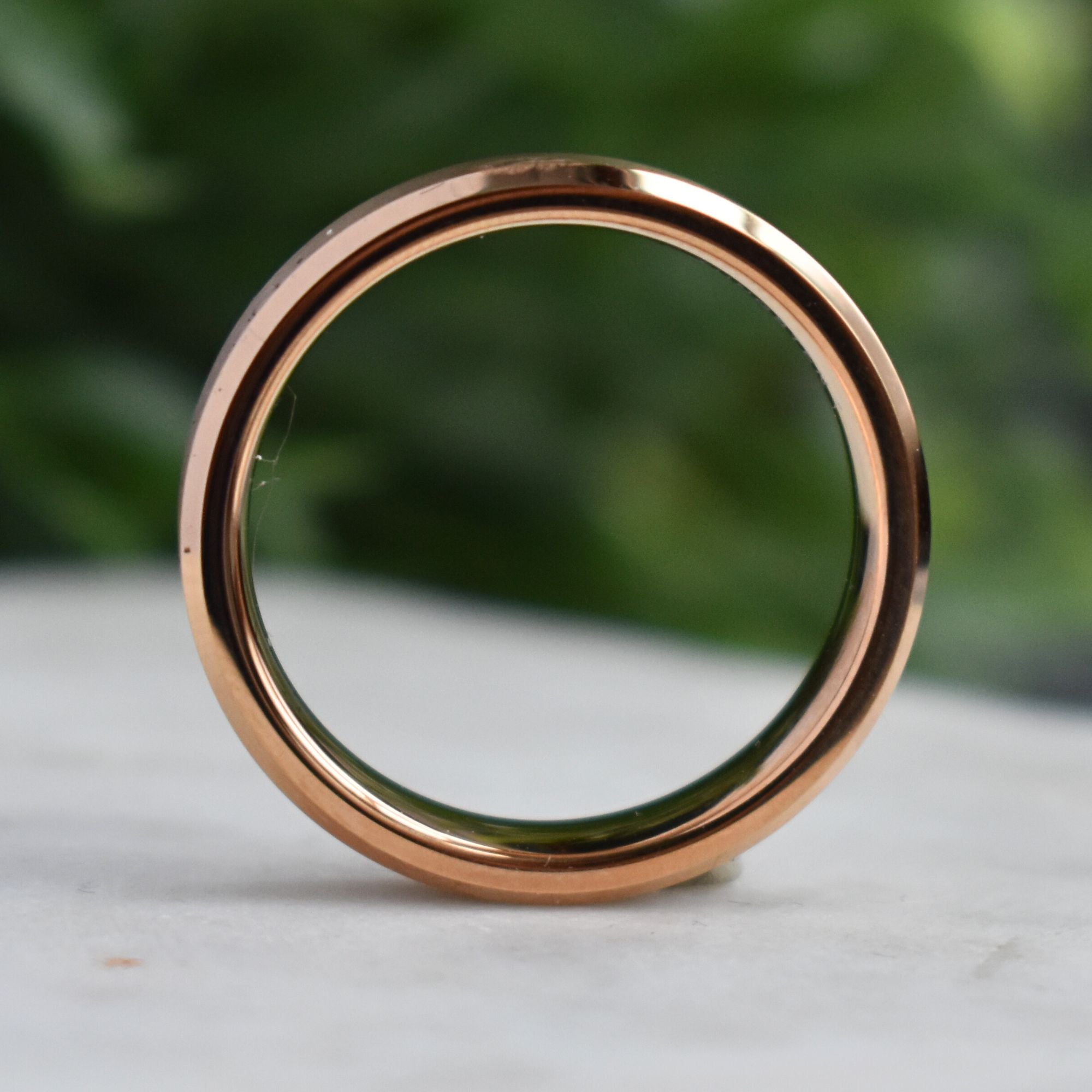 Tungsten Ring 6mm Brushed Rose Gold with Beveled Edge - Tungsten Titans