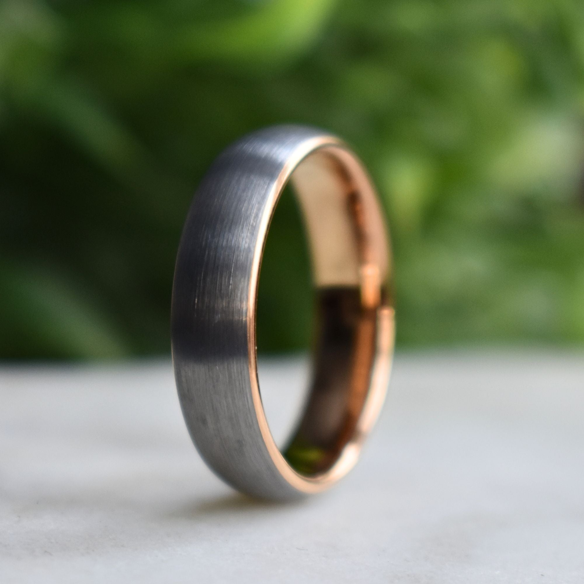 Tungsten 6mm Ring Brushed Silver with Rose Gold Comfort fit band - Tungsten Titans