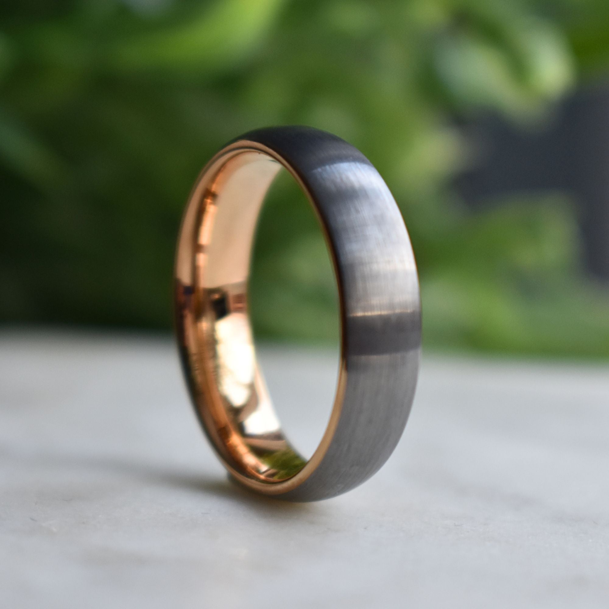 Tungsten 6mm Ring Brushed Silver with Rose Gold Comfort fit band - Tungsten Titans