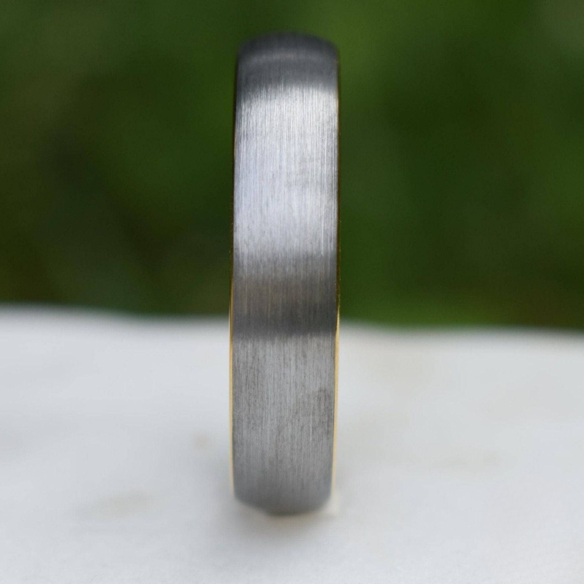 Tungsten Ring 6mm Brushed Silver with Yellow Gold Comfort fit band - Tungsten Titans