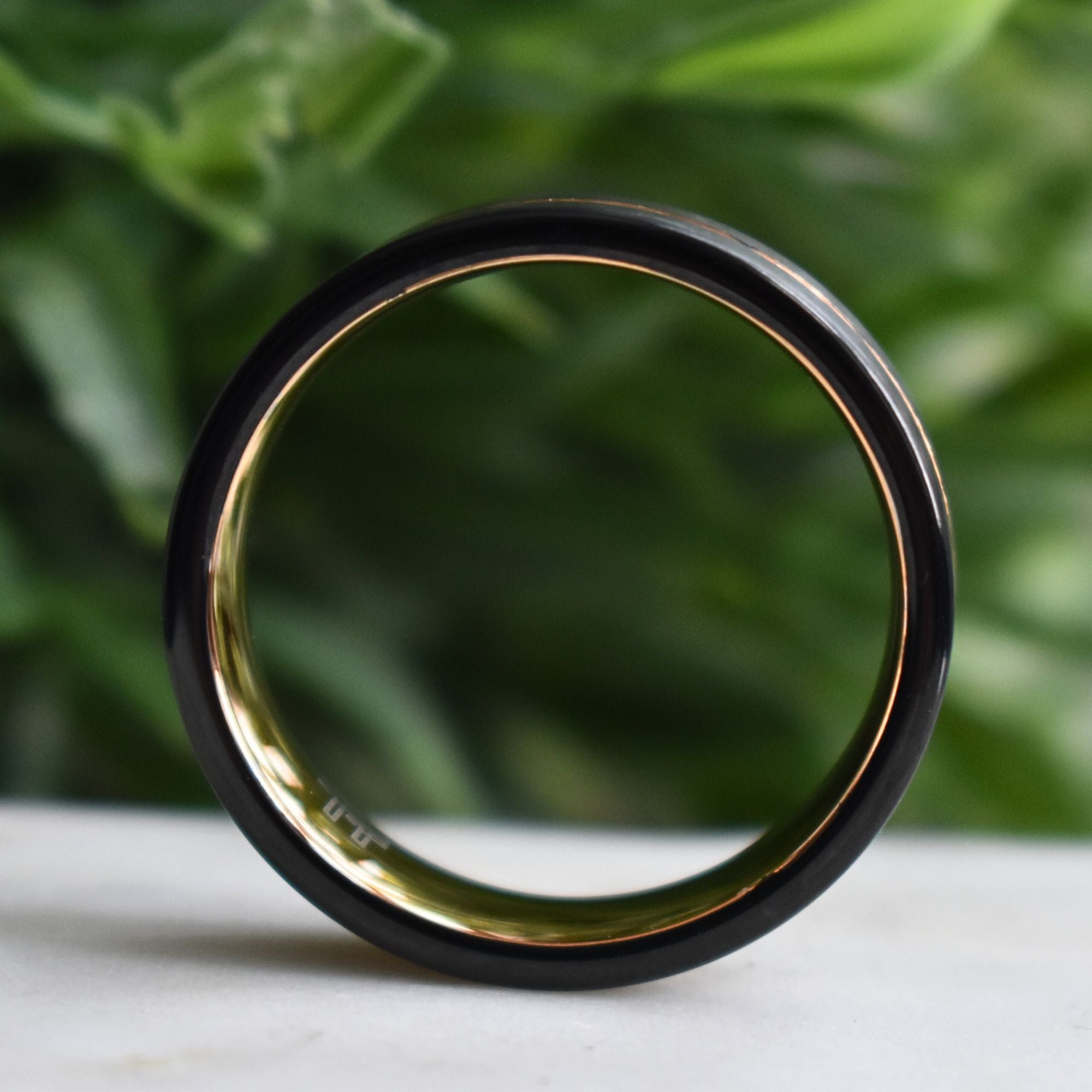 Black 8mm Tungsten Ring with Rose Gold Center - Tungsten Titans