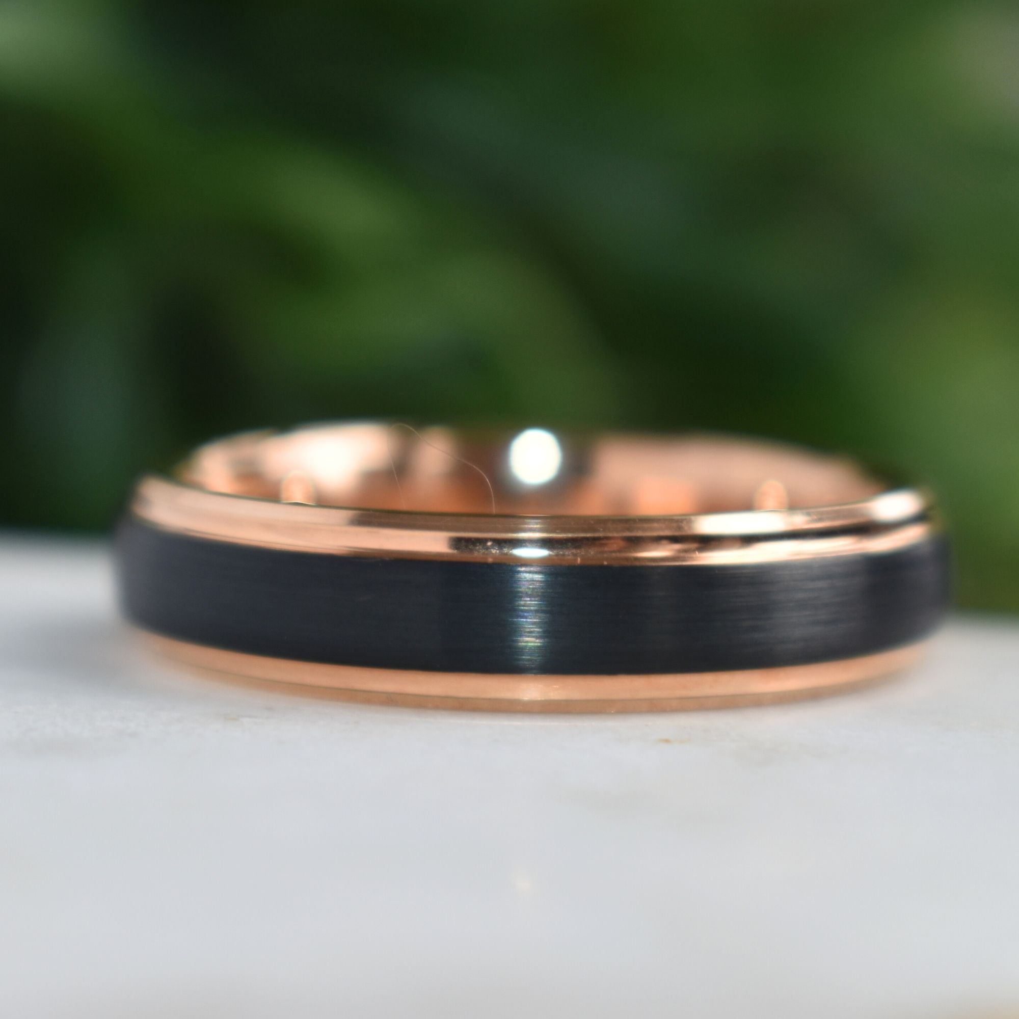 Tungsten Ring Black with Rose Gold Edges and band - Tungsten Titans