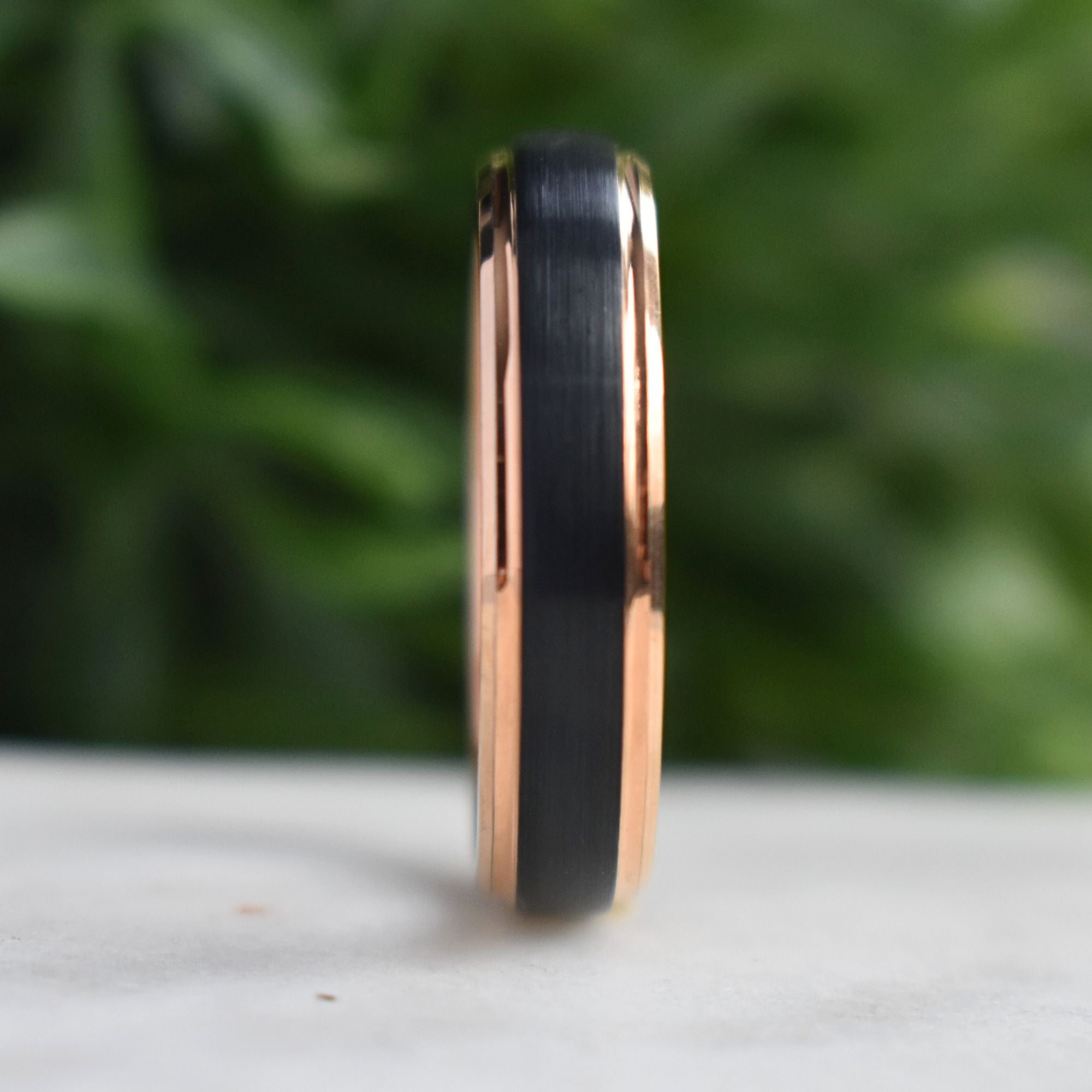 Tungsten Ring Black with Rose Gold Edges and band - Tungsten Titans