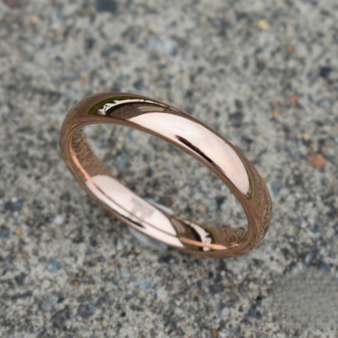 Tungsten Ring 4mm Classic Rose Gold Comfort fit band - Tungsten Titans