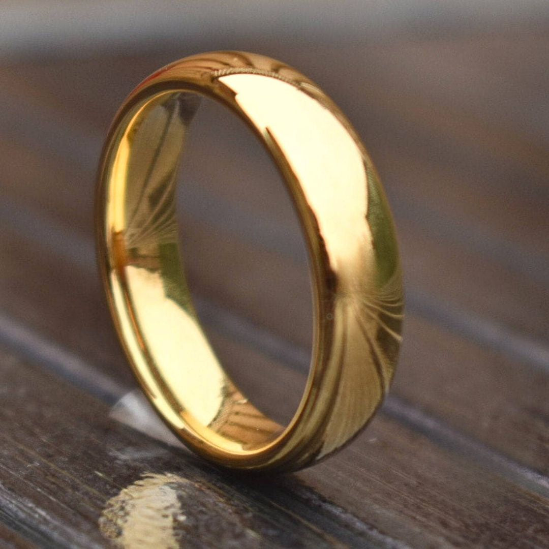 Tungsten Ring 6mm Classic Gold Comfort fit band - Tungsten Titans