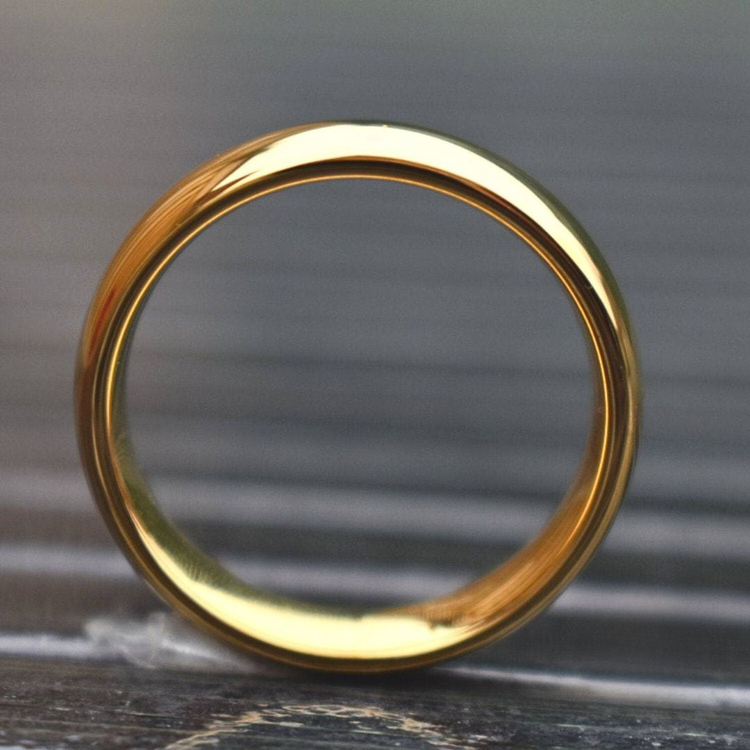 Tungsten Ring 6mm Classic Gold Comfort fit band - Tungsten Titans