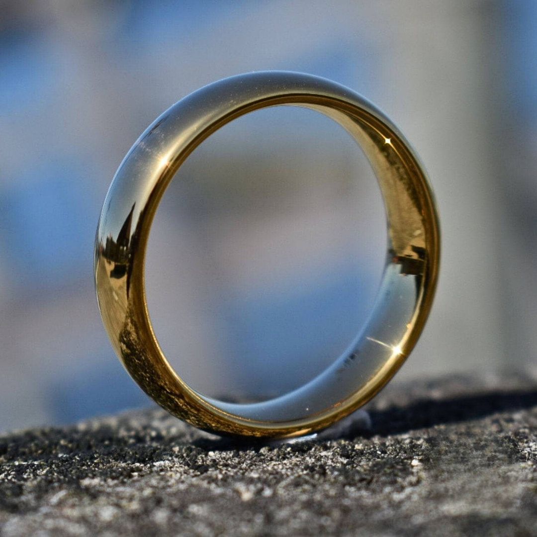 Tungsten Ring 6mm Classic Gold Comfort fit band - Tungsten Titans